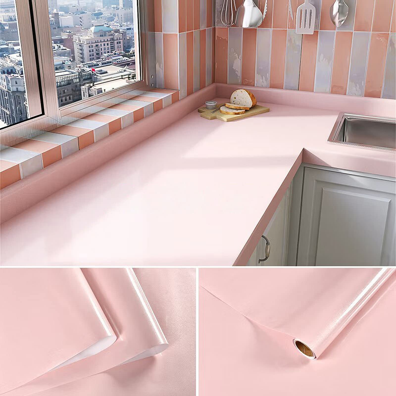 Wudnaye Pink Peel and Stick Wallpaper - 11.8x196.8 Inch Glitter Self-Adhesive Vinyl Contact Paper for Cabinets, Countertops & Kitchen Decor | Waterproof, Removable Wallpaper for Home, Office & DIY Projects