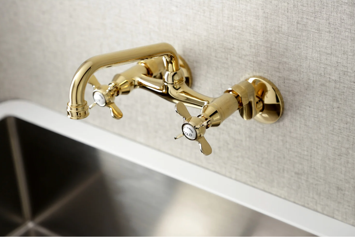 Essex Two Handle Wall Mount Kitchen Faucet - Durable Stainless Steel Sink Faucet for Modern Kitchens | Perfect for Small Spaces & RV Use