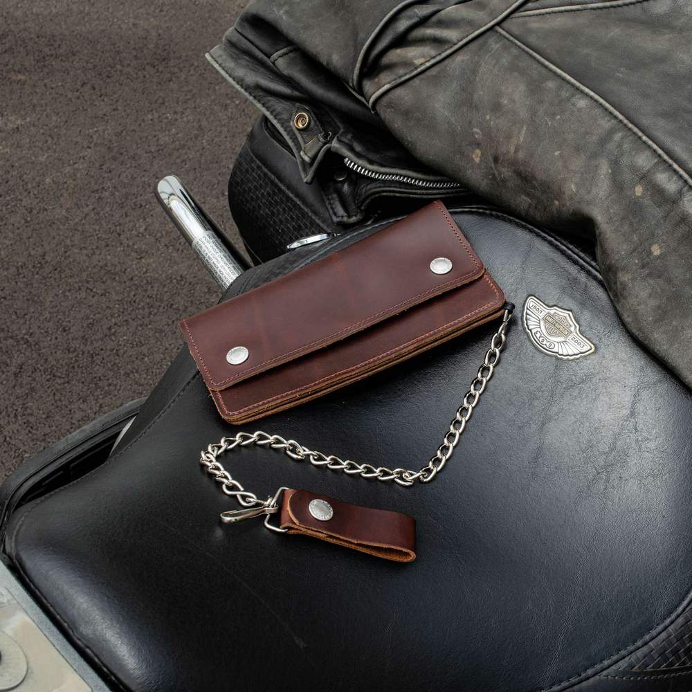 Big Bear Biker Chain Wallet for Men - Durable Leather Money Clip Wallet with Metal Chain - Perfect for Motorcycle Riders, Bikers & Outdoor Enthusiasts