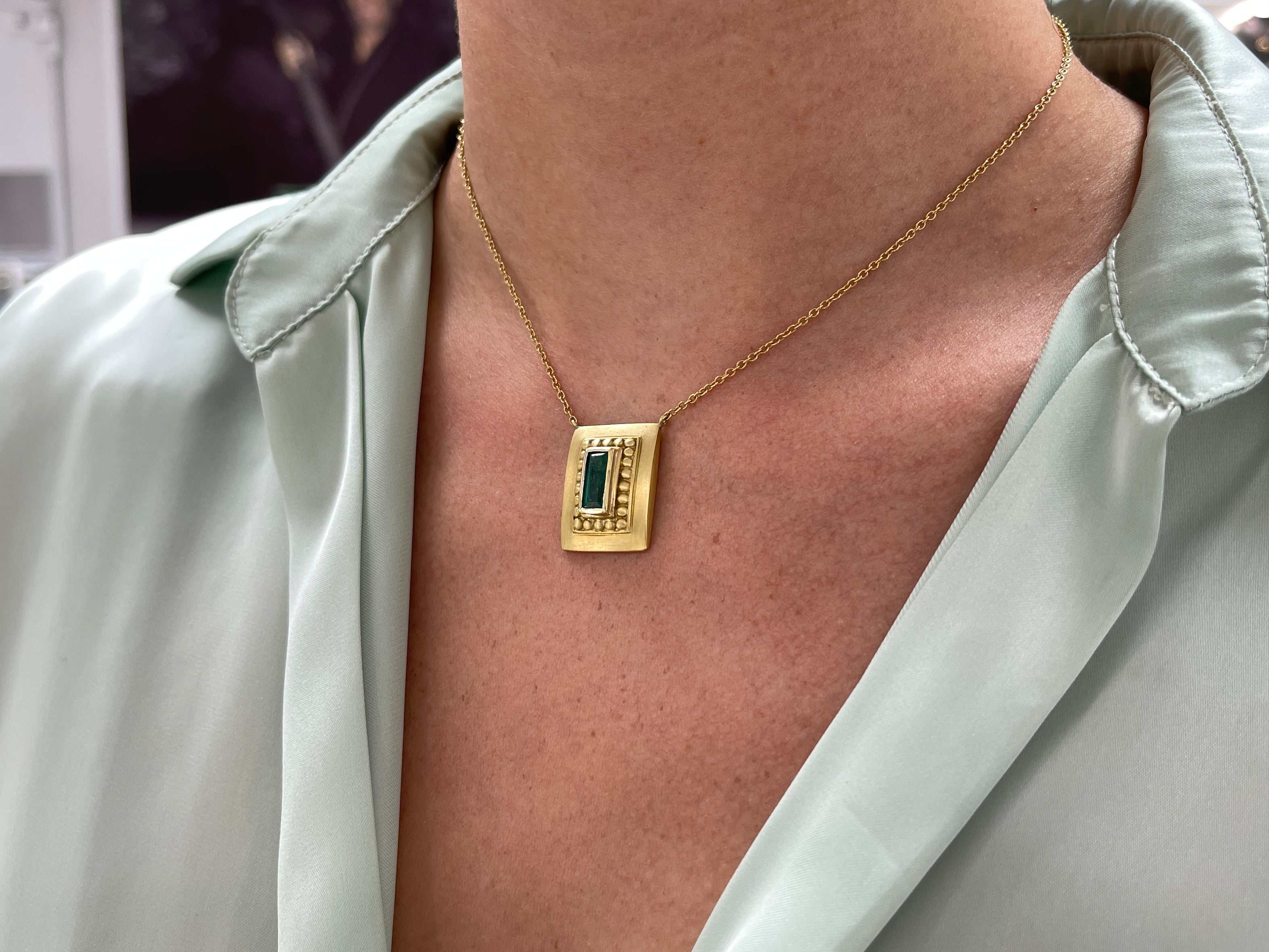 1.60 Carat Bezel Set Colombian Emerald Solitaire Necklace in 18K Gold | Elegant Jewelry for Weddings, Anniversaries & Special Occasions