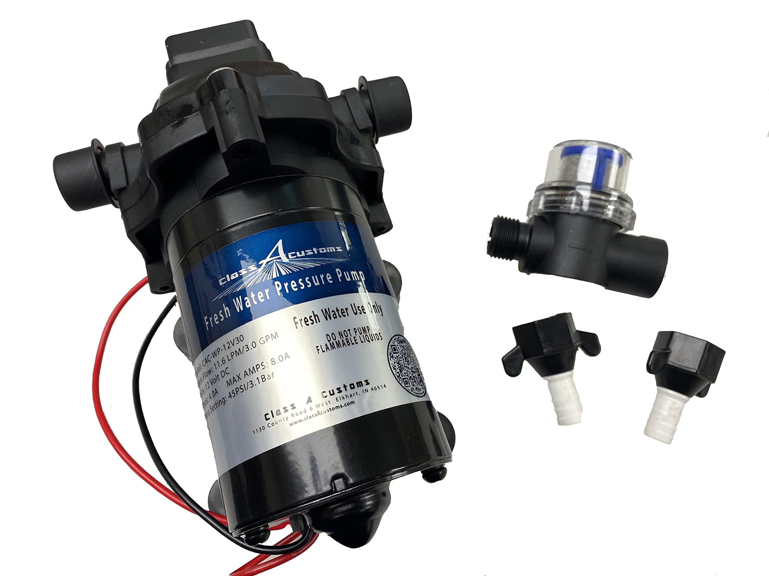 16 Gallon RV Fresh Water Tank with 12V Water Pump - Portable Water Storage for Camping, Boating & Outdoor Adventures | T-1600-PUMP | Class A Customs