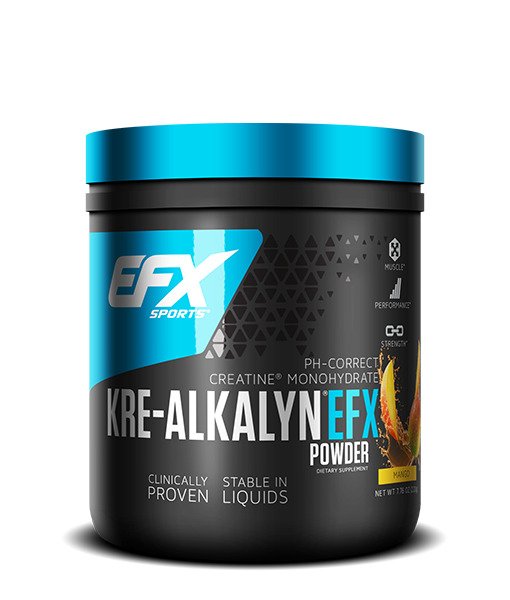EFX Sports Kre Alkalyn EFX Powder - 220g Mango Flavor | Premium Creatine Supplement for Muscle Growth & Workout Recovery | Ideal for Athletes & Fitness Enthusiasts