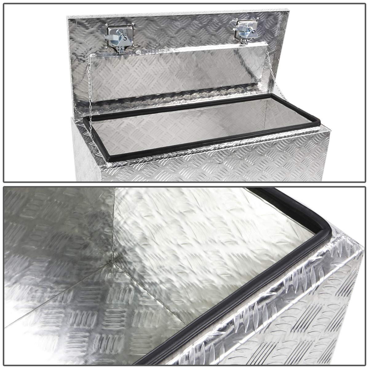 DNA MOTORING TBOX-T2-30-ALU Aluminum Truck Bed Tool Box with Key Lock | Secure Storage for Pickup Trucks & Trailers | Durable Metallic Finish for Outdoor Use
