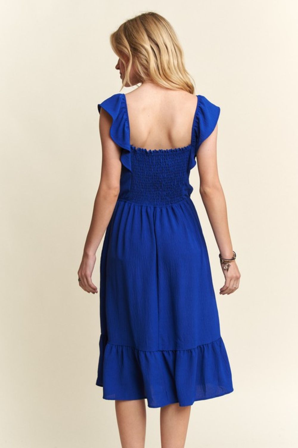 ADORA Women's Smocked Square Neck Ruffled Cap Sleeve Summer Dress - Perfect for Beach Vacations, Garden Parties & Date Nights