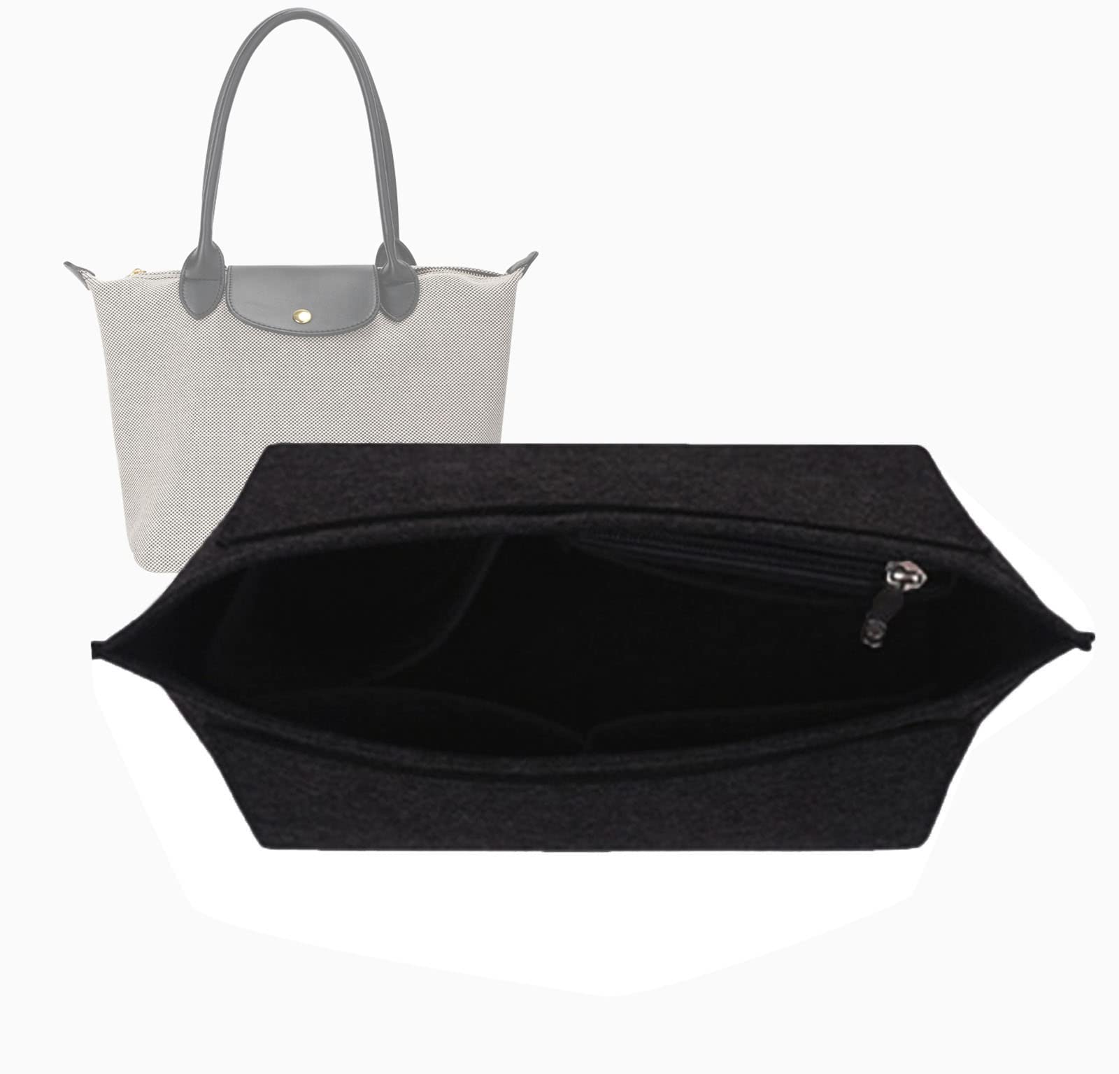 Premium Purse Organizer Insert for Longchamp Le Pliage Tote Bag - 1028 Black - Perfect for Travel, Work & Daily Use