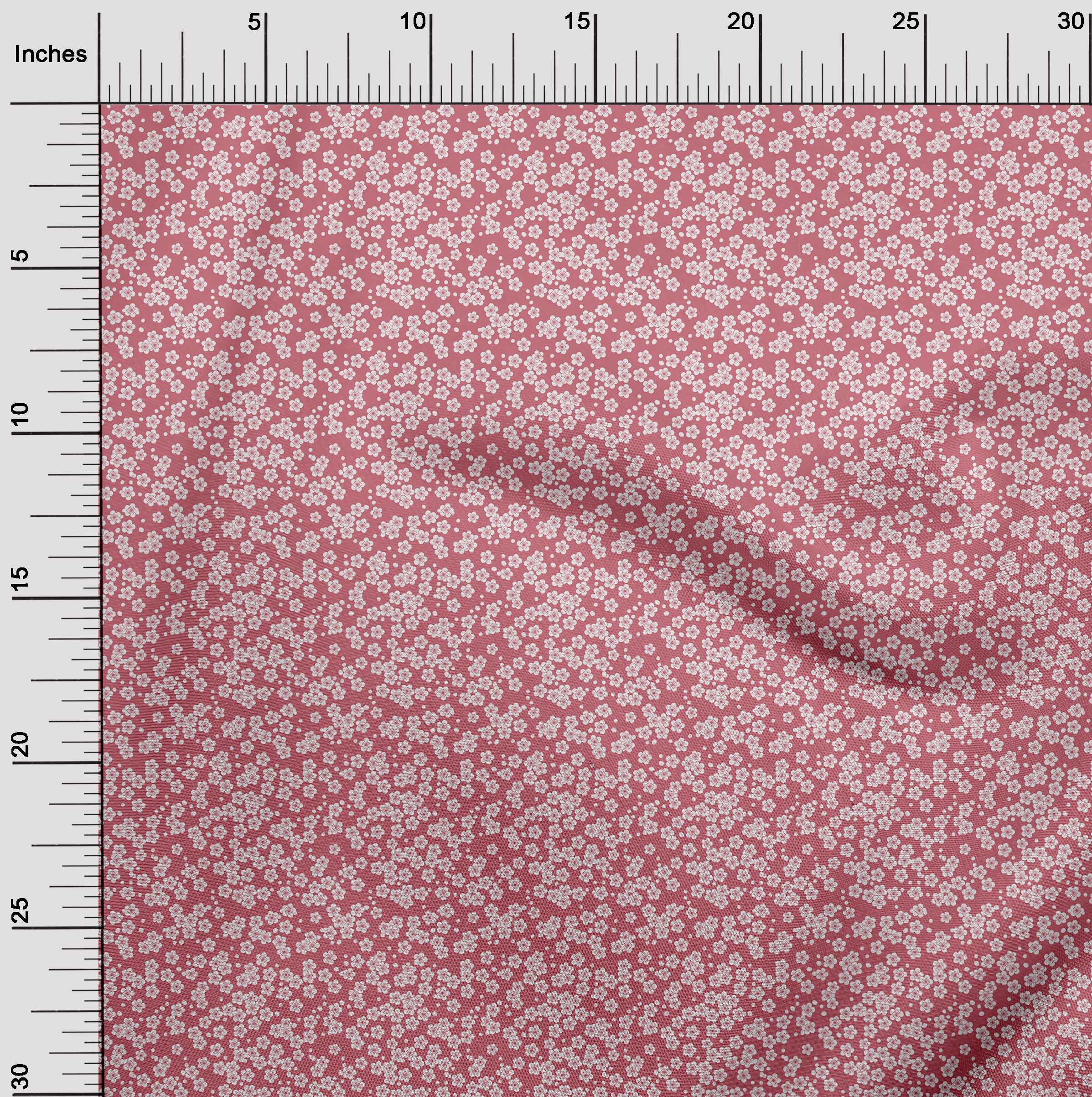 oneOone 100% Cotton Cambric Pink Floral Print Fabric by The Yard - 56 Inch Wide, Soft & Lightweight Dress Material for Asian & Japanese Style Dresses, Skirts, Blouses, and DIY Sewing Projects