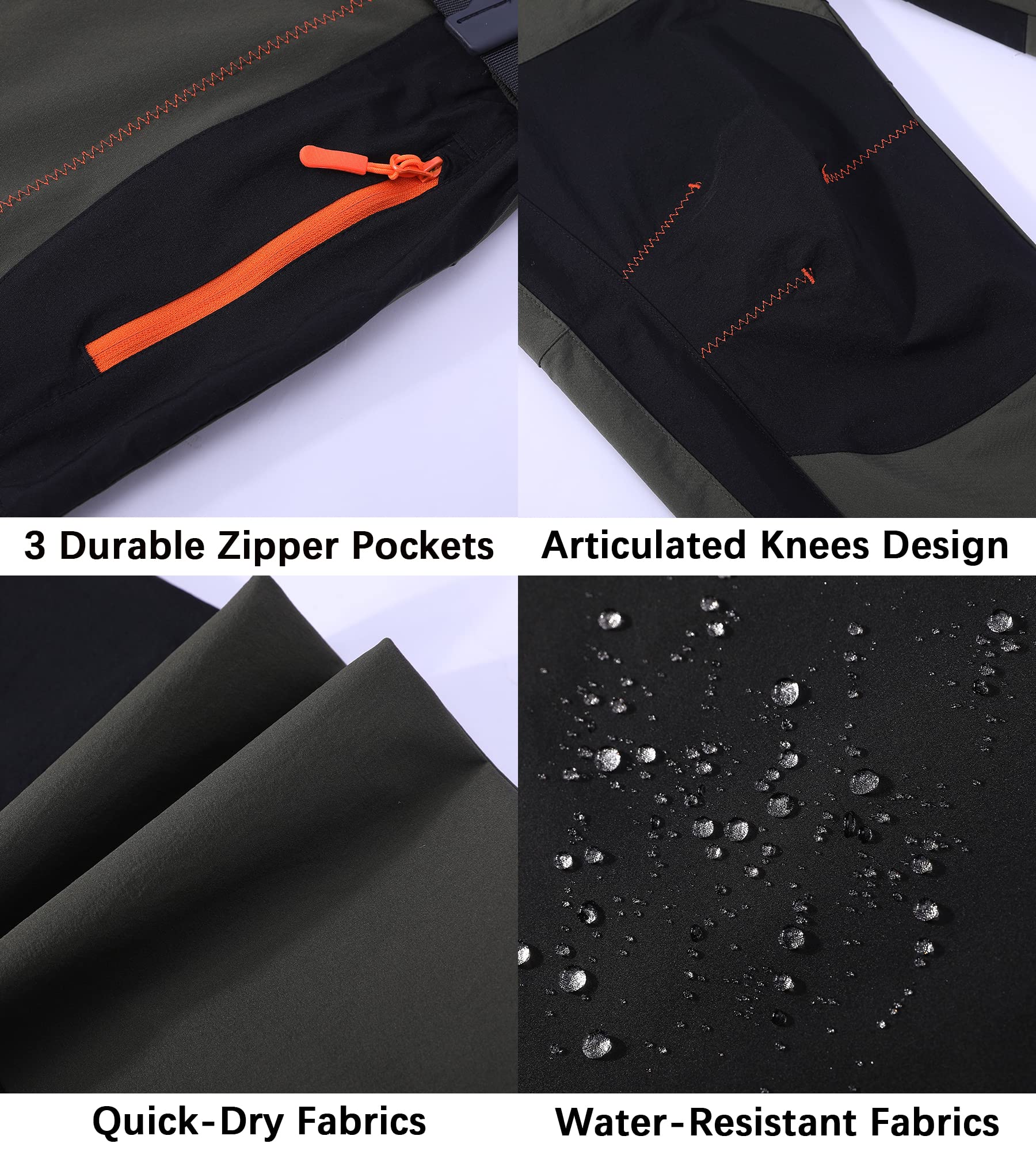 **Men's Quick-Dry Hiking Cargo Pants - Water Resistant, Lightweight & Breathable Outdoor Pants with Zipper Pockets for Mountain Climbing, Camping & Work**