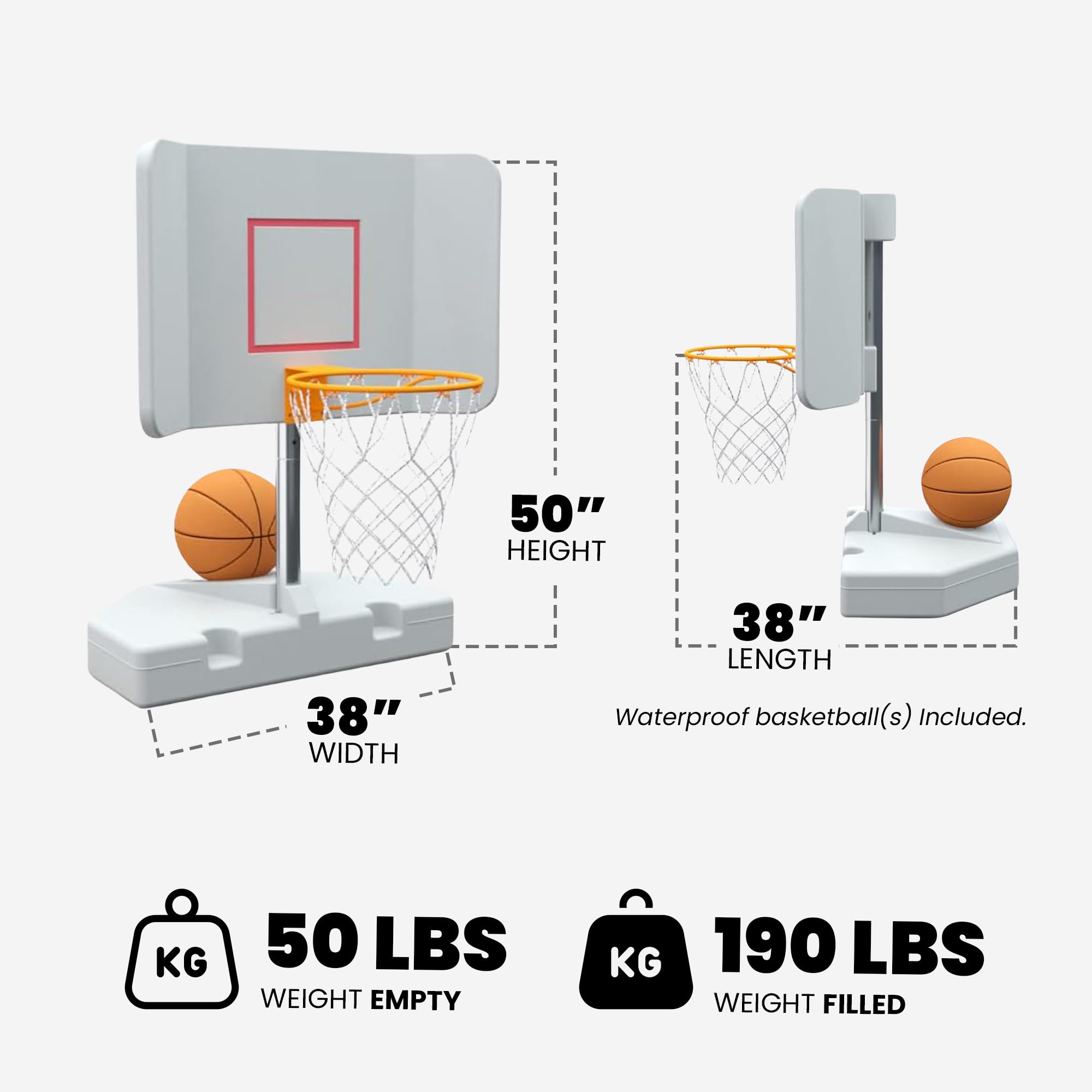 Wing-it Poolside Basketball Hoop - Portable Inflatable Pool Basketball Game Set for Adults & Kids - Perfect for Backyard, Beach, and Summer Pool Parties