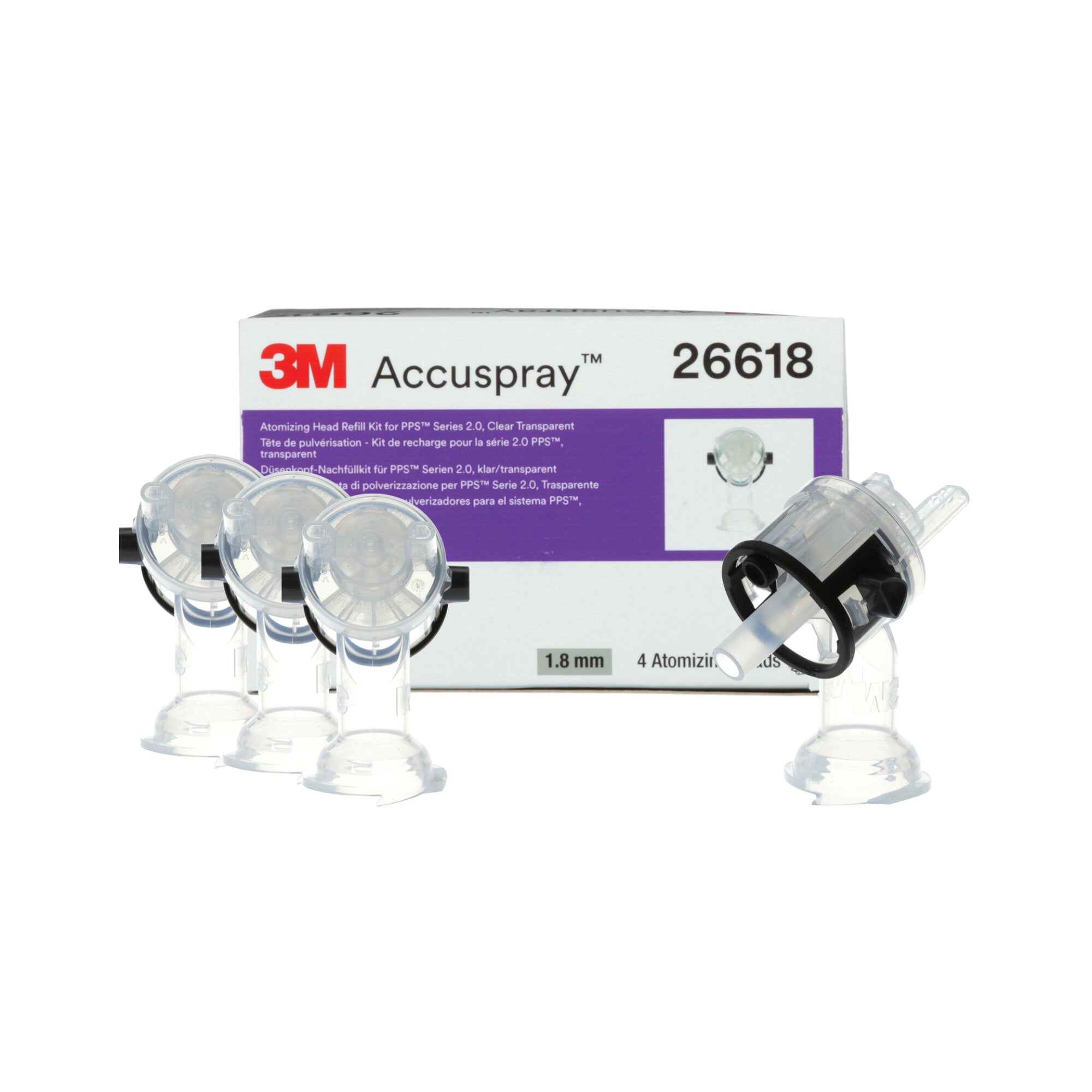 3M Accuspray Atomizing Head Refill Pack for 3M PPS Series 2.0 Spray System (Model 26618) - Clear Replacement Nozzles for Professional Painting & Coating Applications