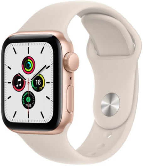 Apple Watch SE 44mm GPS Smartwatch - Gold Aluminum Case with Starlight Sport Band (MKQ53LL/A) | Fitness Tracker, Heart Rate Monitor, Water Resistant for Running, Swimming & Daily Wear