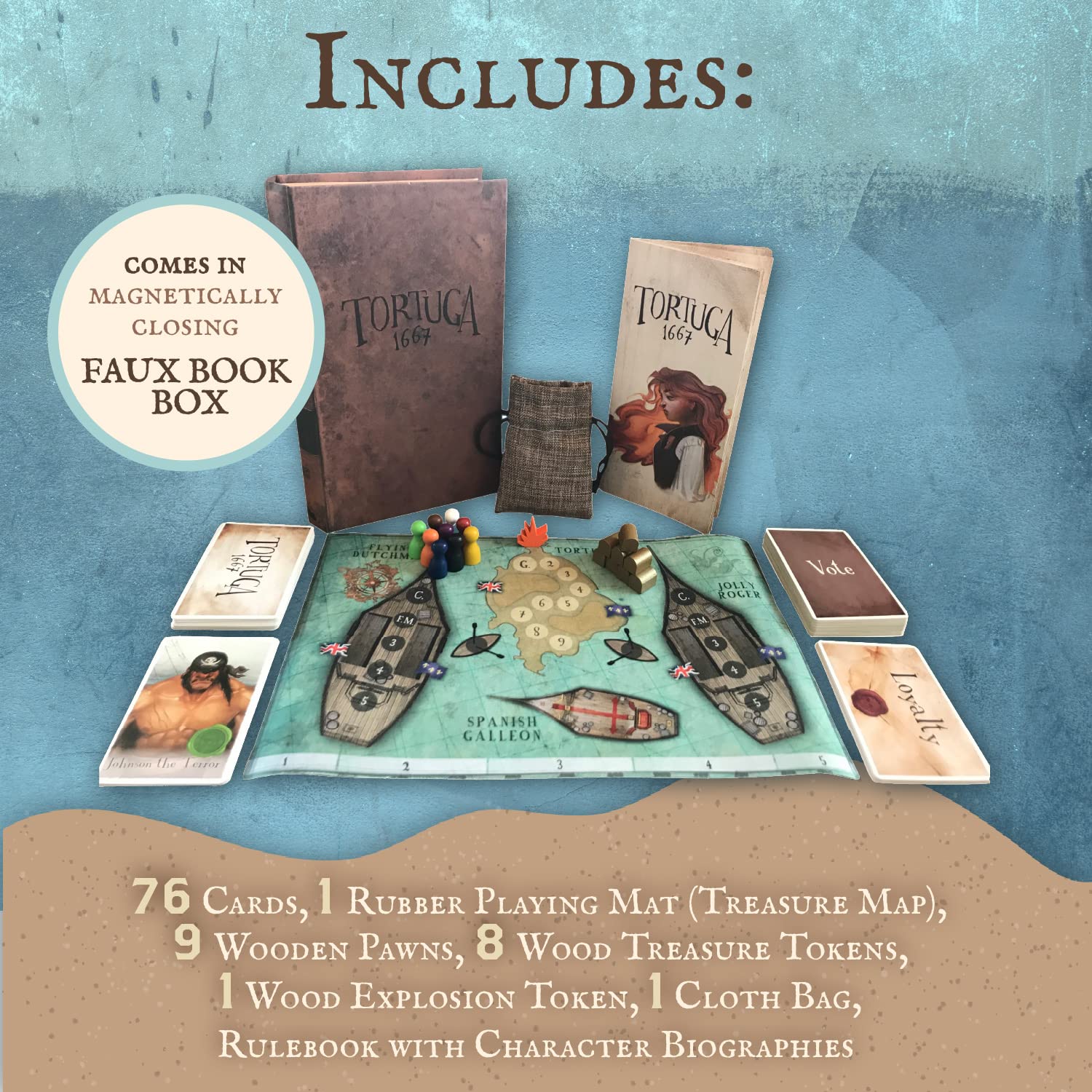 Tortuga 1667 Board Game - Strategic Treasure Plunder Card Game for 2-9 Players | Perfect for Family Game Nights, Party Gatherings, and Strategy Enthusiasts