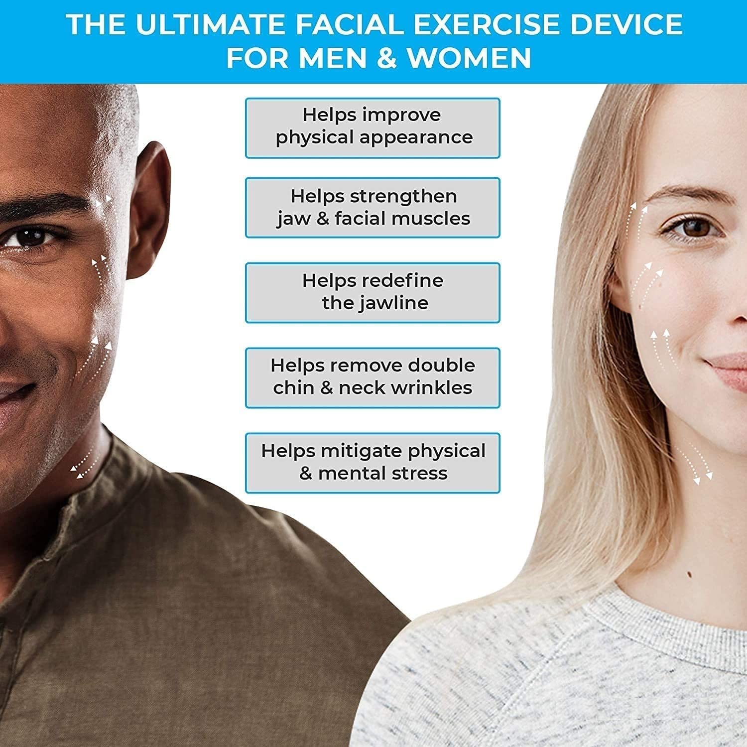 Clopic Jawline Exerciser - Double Chin Reducer & Face Slimming Tool for Men & Women | Facial Exercise Device for Defined Jawline & Toning | Perfect for Home Workouts & Beauty Routines