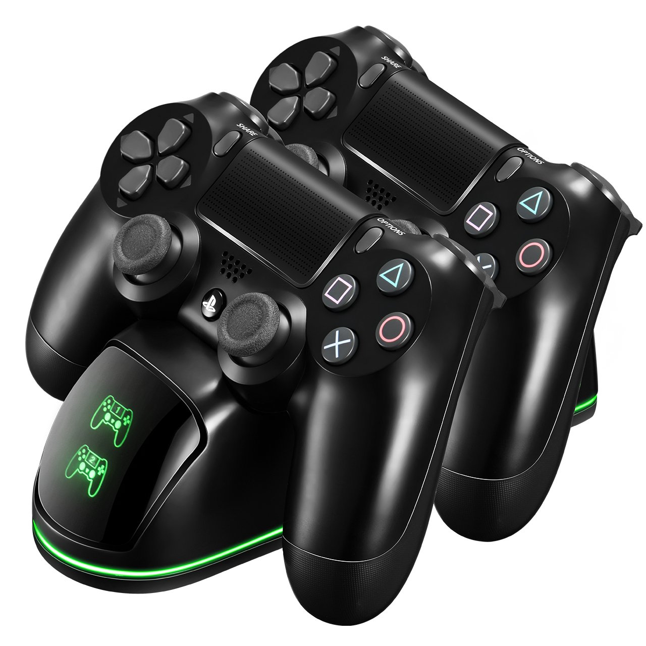 Fast Dual USB PS4 Controller Charger Stand with LED Indicators & Overcharge Protection - Compatible with PS4/PS4 Pro/PS4 Slim - Perfect for Gaming Setups & Multiplayer Sessions