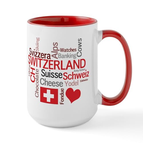 White/Red Inside - Switzerland Favorite Swiss Things Large Mug
