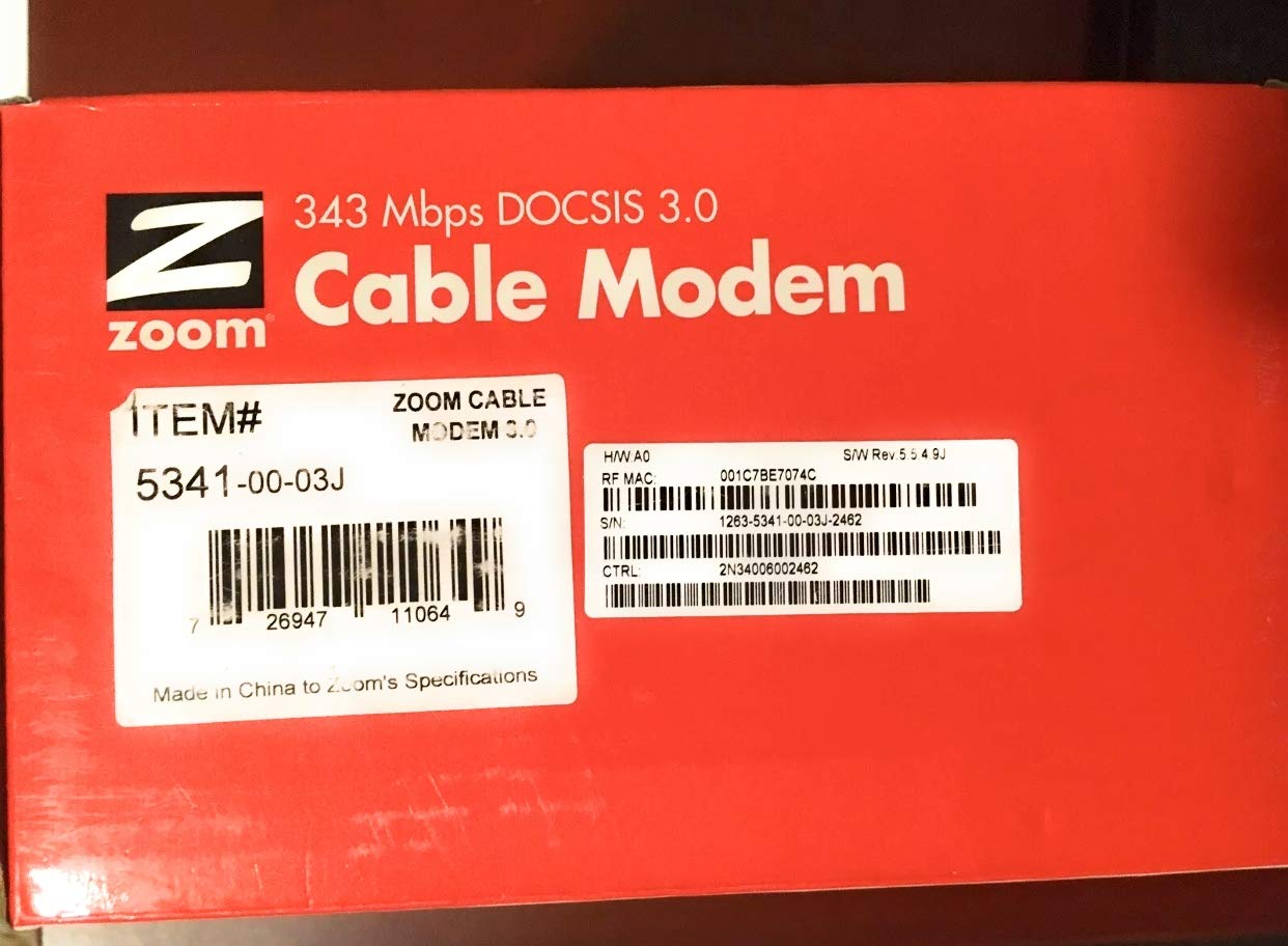 Zoom 5341 DOCSIS 3.0 High-Speed Cable Modem - Portable & Compatible with Major ISPs - Perfect for Home Office & Online Gaming