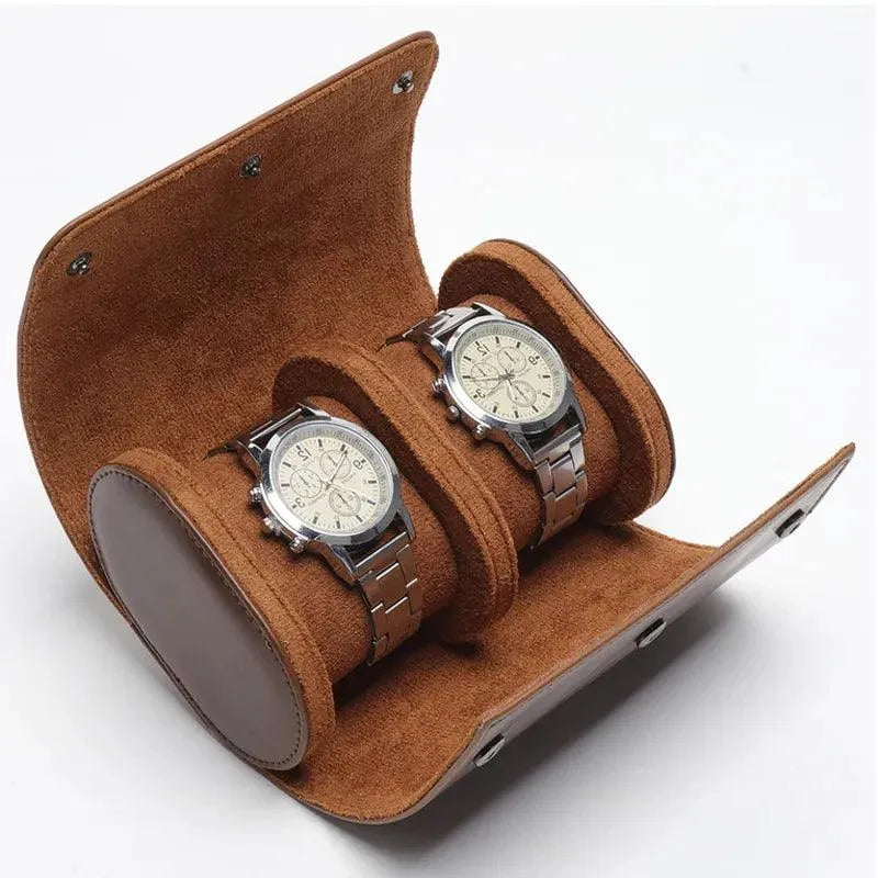2 Slots Vintage Leather Watch Box - Portable Travel Case for Men & Women, High Quality Watch Storage & Display Organizer - Perfect Gift for Watch Lovers, Business Travel & Home Decor