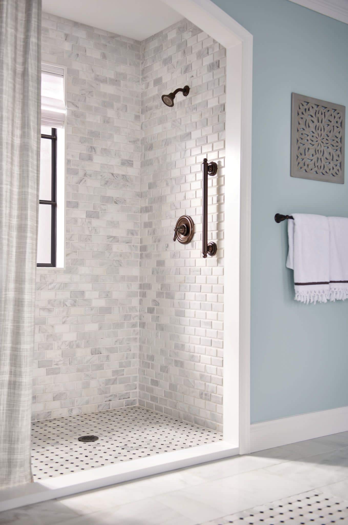 Moen YG2218ORB & YG2224ORB Brantford Designer Bathroom Grab Bars - 18-Inch & 24-Inch Oil Rubbed Bronze - ADA Compliant Safety Bars for Shower, Bathtub & Elderly Accessibility