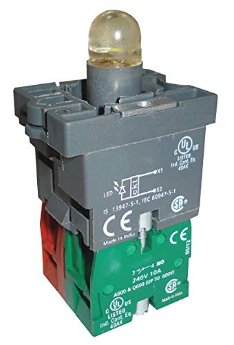 Dayton 1NO/1NC LED Lamp Module and Contact Block - Red Indicator Light for Plastic Operators | Electrical Control Panel Components for Industrial Automation & Machinery