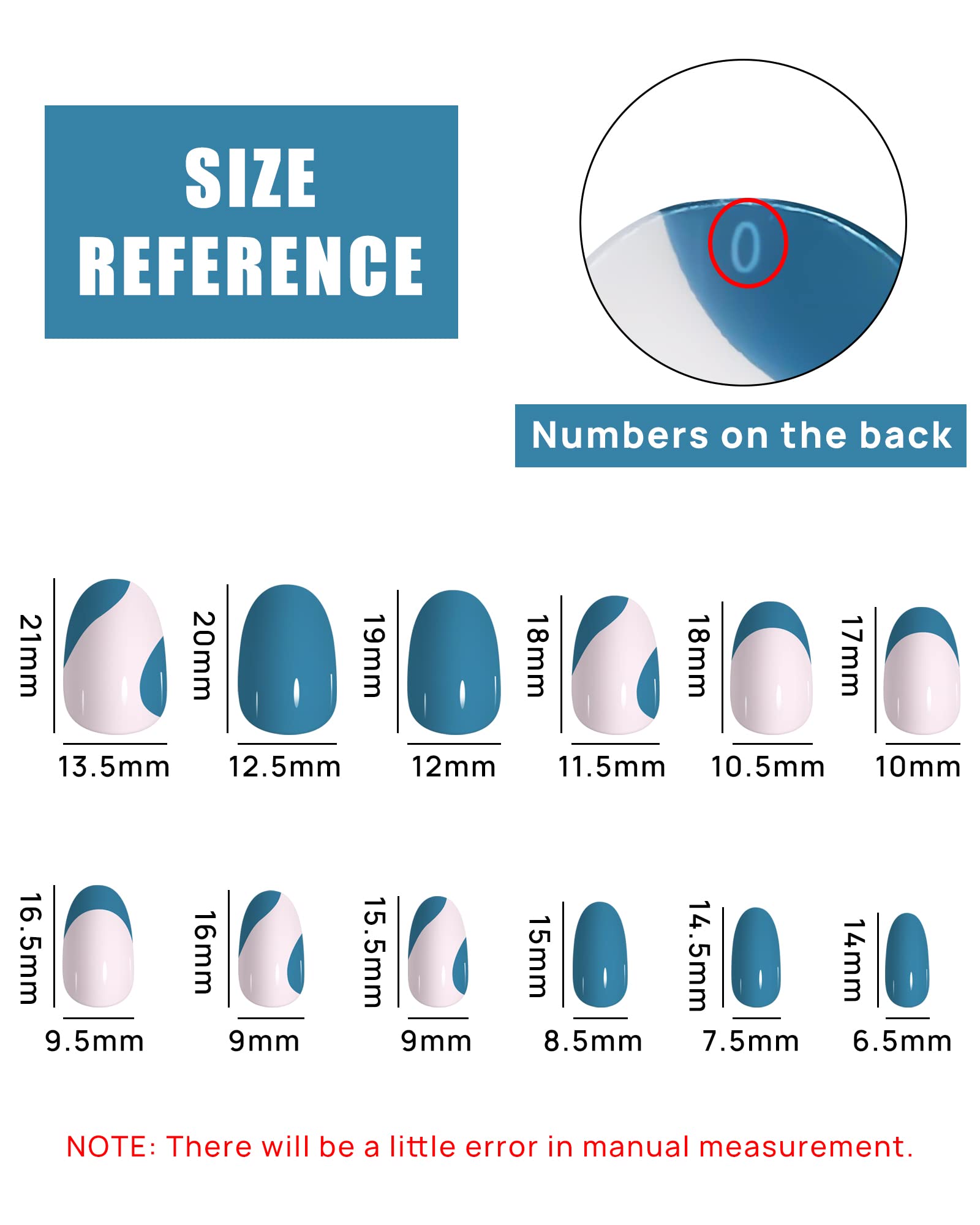 JUSTOTRY 24 Pcs Short Press on Nails - Glossy Almond Fake Nails with Elegant French Steelblue Design, Full Cover Acrylic False Nails Kit with Nail Glue for Women | Perfect for Parties, Weddings, and Everyday Nail Art