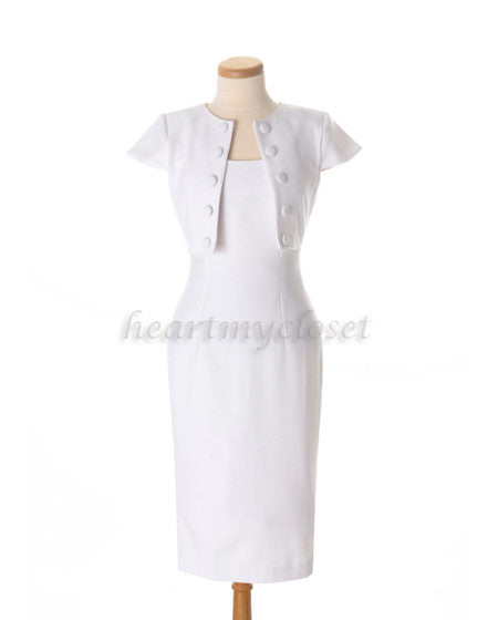 SHIRLEY Women's Pencil Dress with Mock Jacket - Elegant Office Wear & Cocktail Party Dress for Professional Women