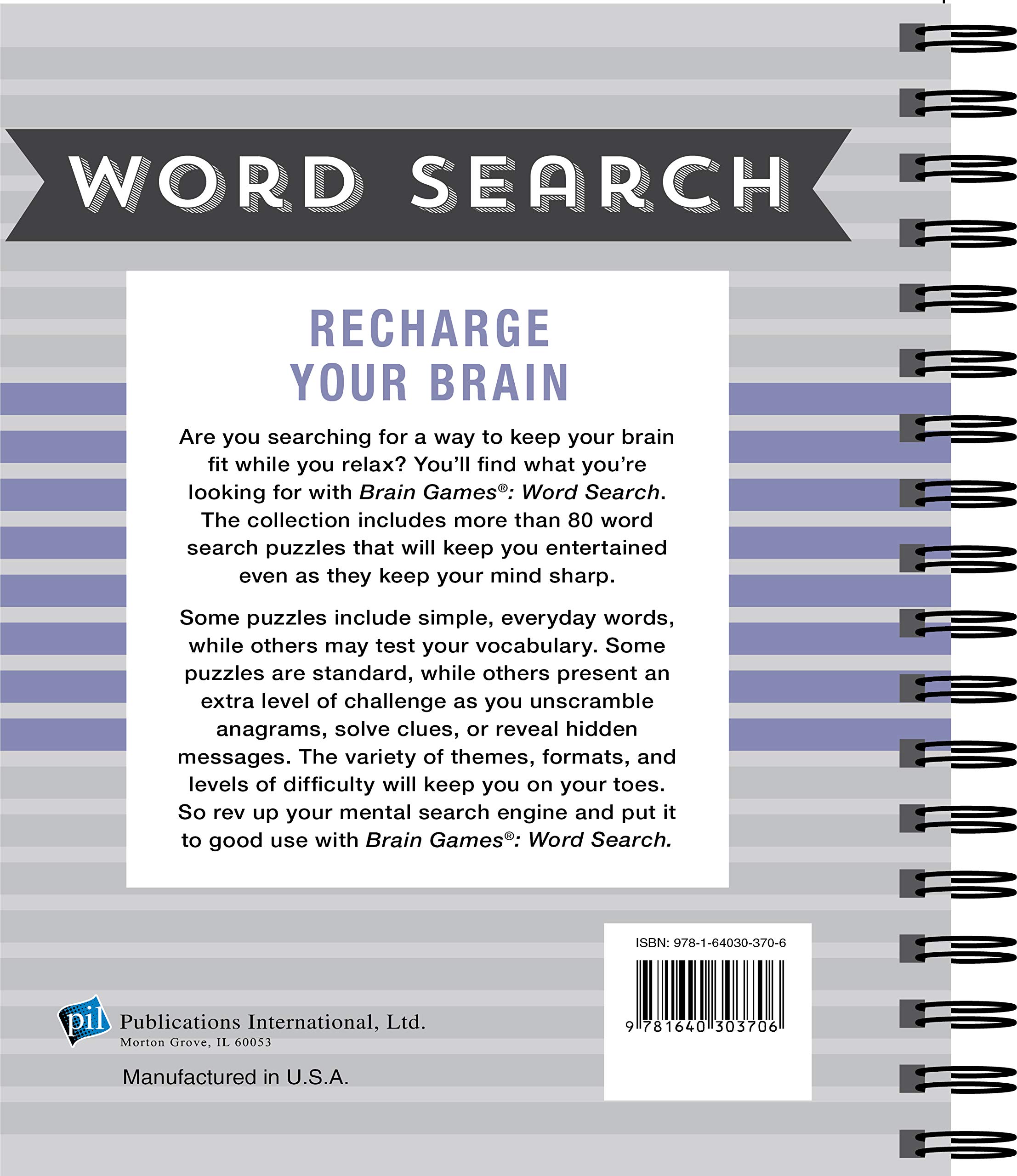 Brain Games - Word Search Puzzle Book for Adults (Purple) | Fun Vocabulary Builder & Stress Relief Activity | Perfect for Travel, Commuting & Relaxation at Home