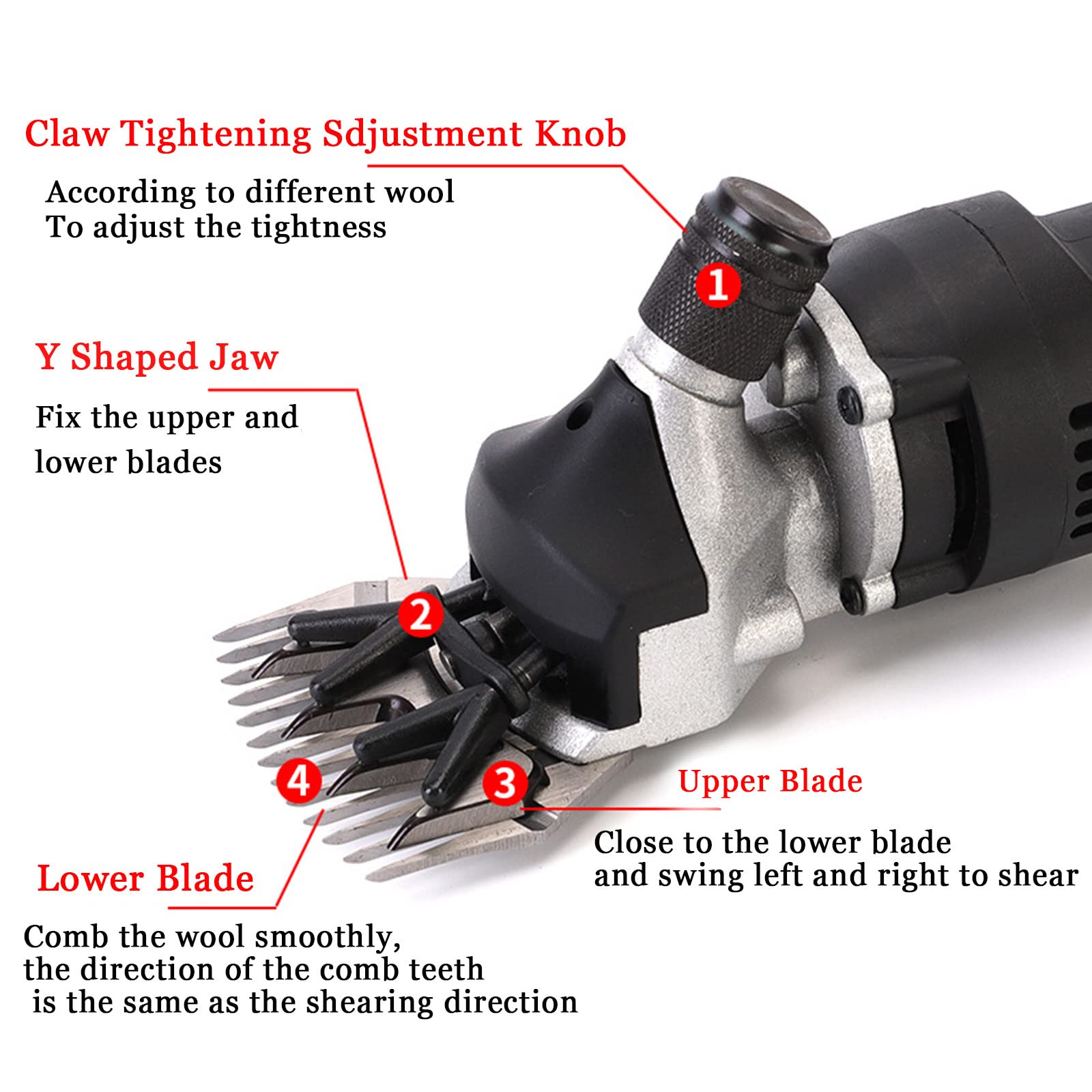 690W Heavy Duty Electric Sheep Shearing Clippers - 6 Speed Professional Livestock Grooming Tool for Sheep, Goats, Cattle & Farm Animals - 110V (Red/Yellow) - Perfect for Farm Shearing, Pet Grooming & Wool Harvesting