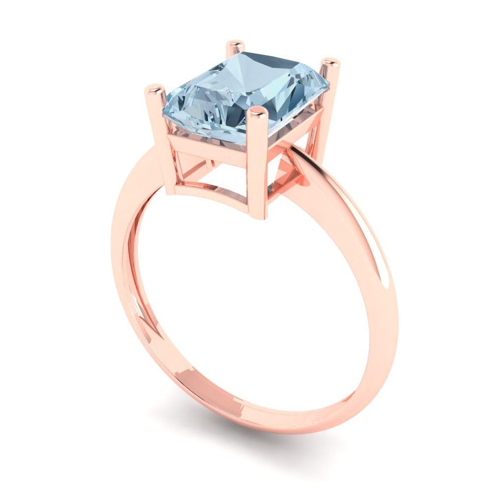 2.5ct Radiant Cut Swiss Blue Topaz Solitaire Engagement Ring in 14k Rose Gold – Designer Bridal & Anniversary Jewelry for Weddings, Proposals & Special Occasions