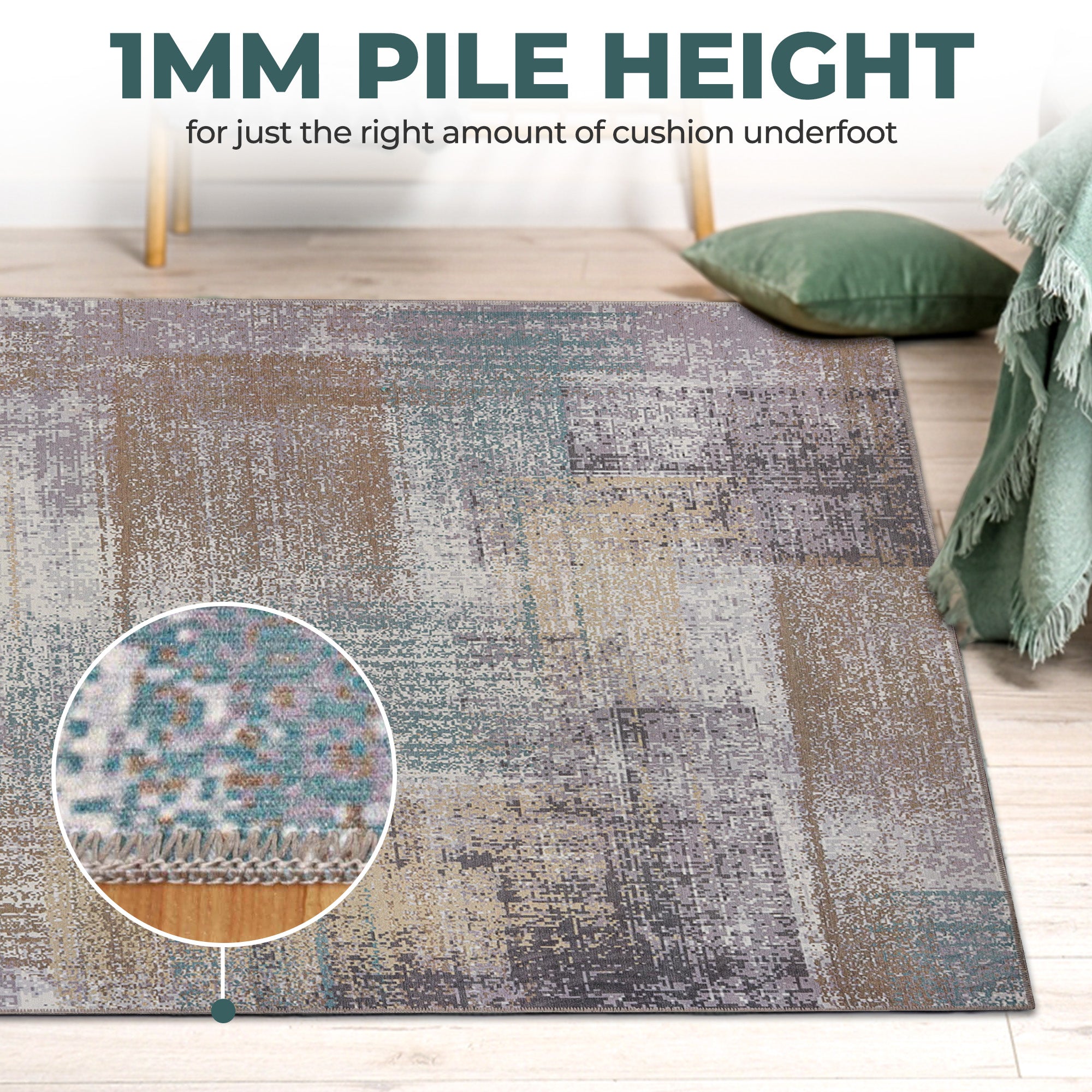 Stylish Ara Modern Patchwork Non-Slip Washable Indoor Area Rug - Perfect for Living Room, Bedroom, or Hallway Runner