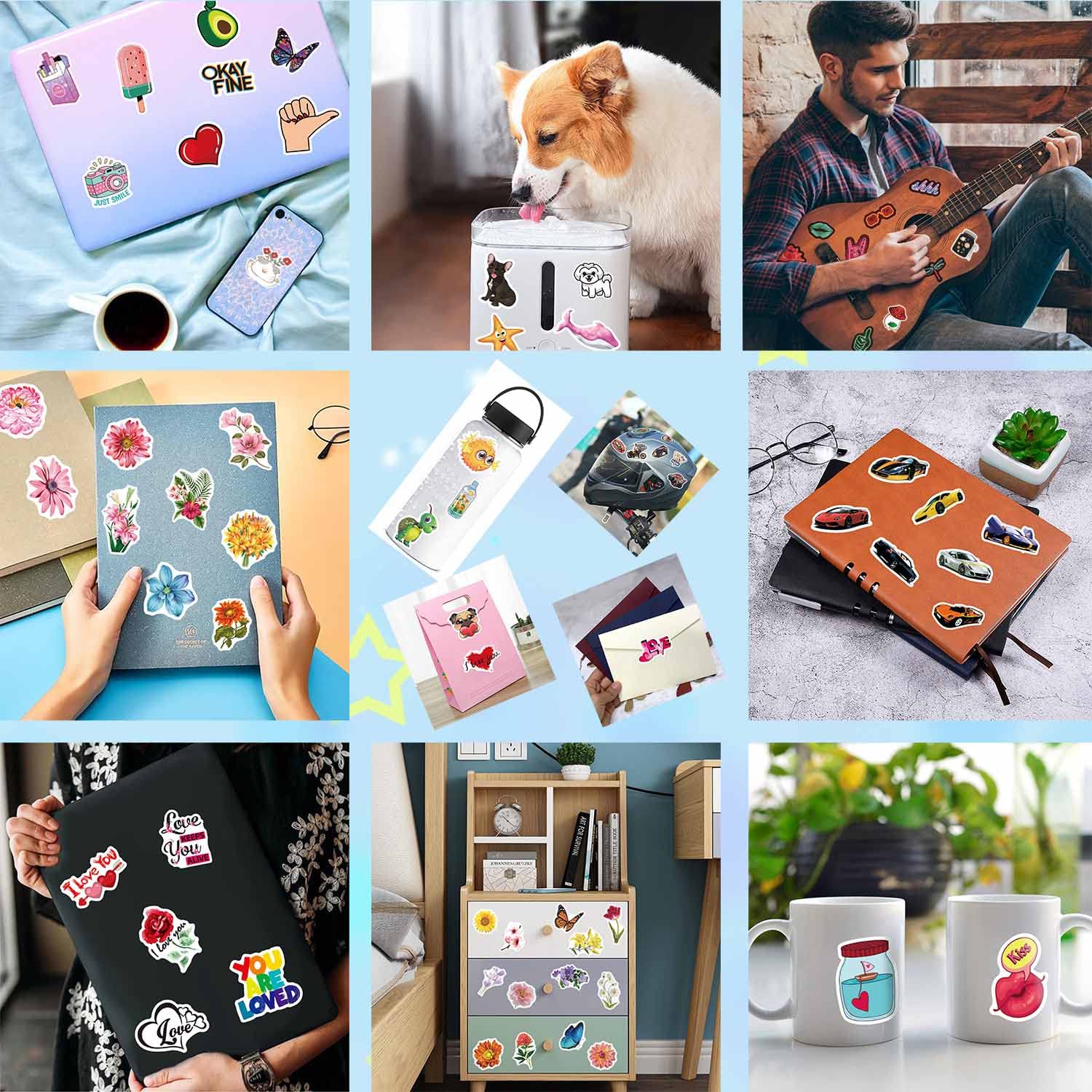 50 Pcs Kawaii Cartoon Drink Stickers - Waterproof Aesthetic Decals for Water Bottles, Laptops, Phone Cases - Perfect for Scrapbooking, Journaling & DIY Decor - Trendy Kawaii Stickers for Teens, Students & Office Use