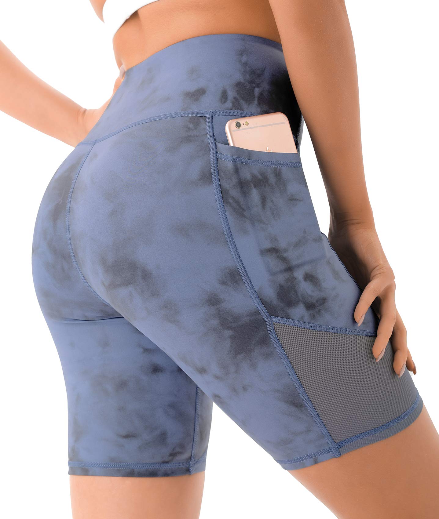 VOEONS High Waist Mesh Biker Shorts for Women - Breathable Spandex Workout Shorts with Pockets | Perfect for Gym, Yoga & Cycling | Tummy Control Compression Shorts