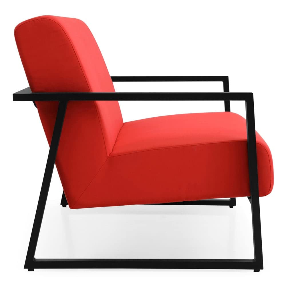 ZURI Modern Elba Outdoor Armchair with Quick-Dry Cushions & Powder-Coated Aluminum Frame - Black/Red - Patio, Garden, Poolside & Balcony Furniture for Relaxing Outdoors