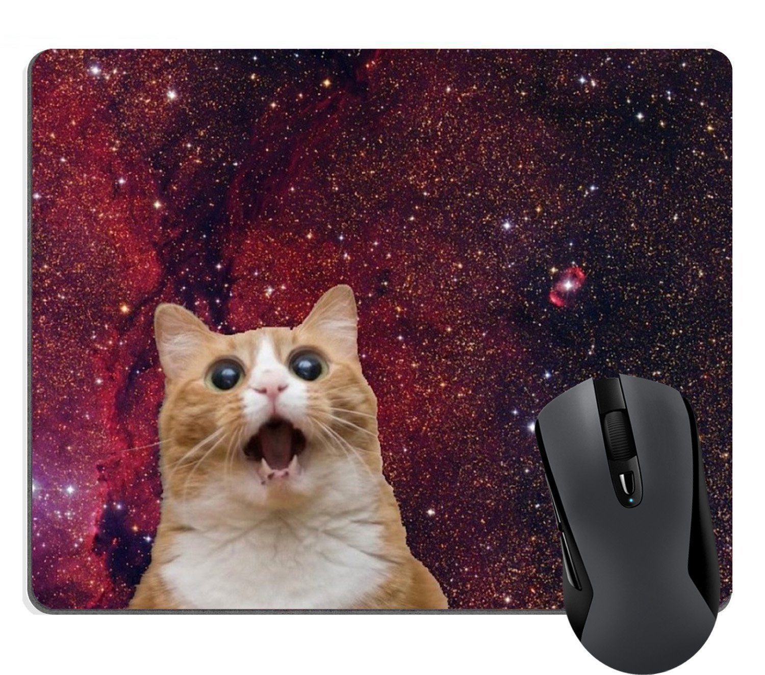 Space Cat Gaming Mouse Pad - Cute Galaxy Kitten Design for Office & Computer Desk | Non-Slip Mouse Mat for PC, Laptop, Gaming Setup & Workspace