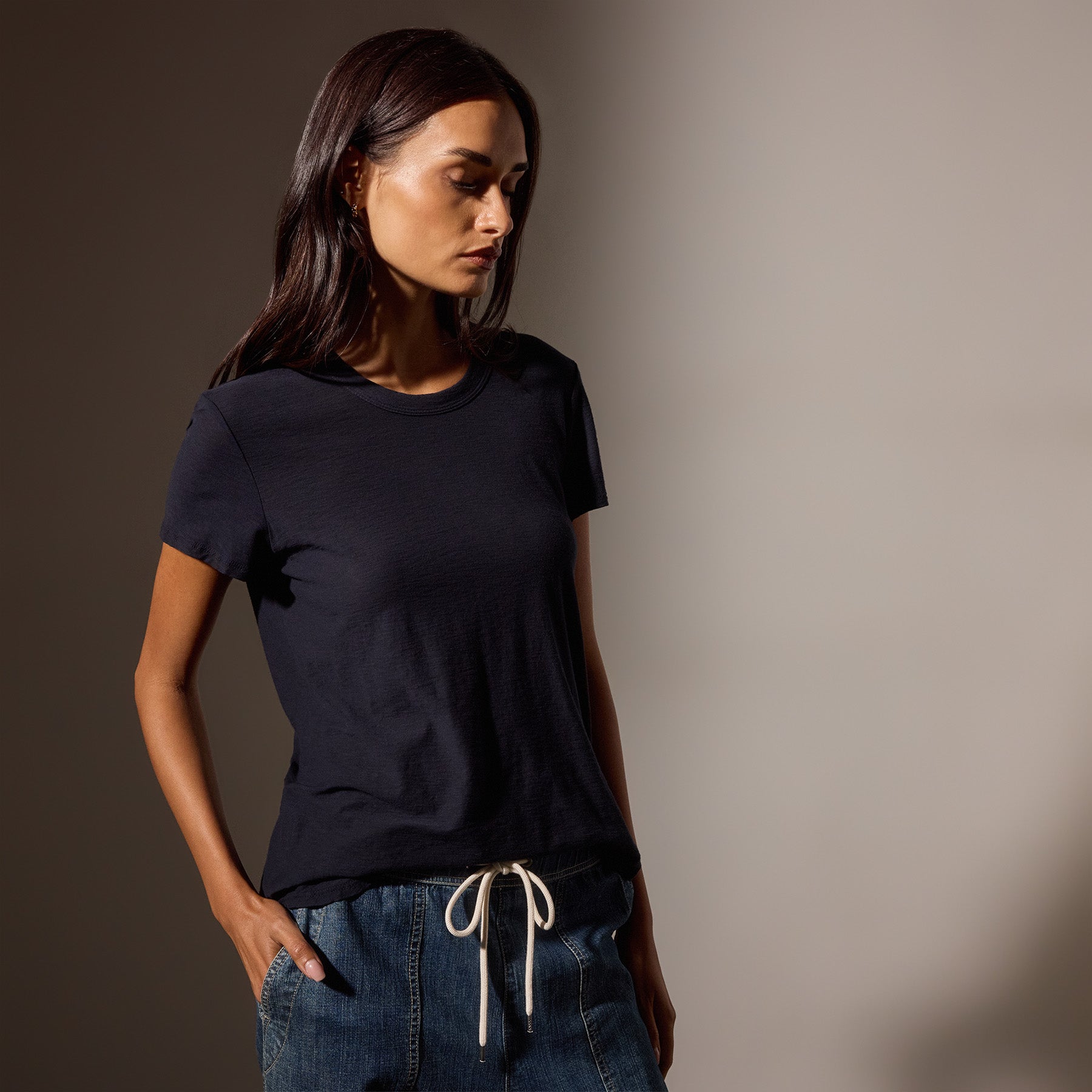 Sheer Slub Crew Neck T-Shirt for Women - Soft Breathable Cotton Blend Top - Casual Wear, Layering & Summer Outfits