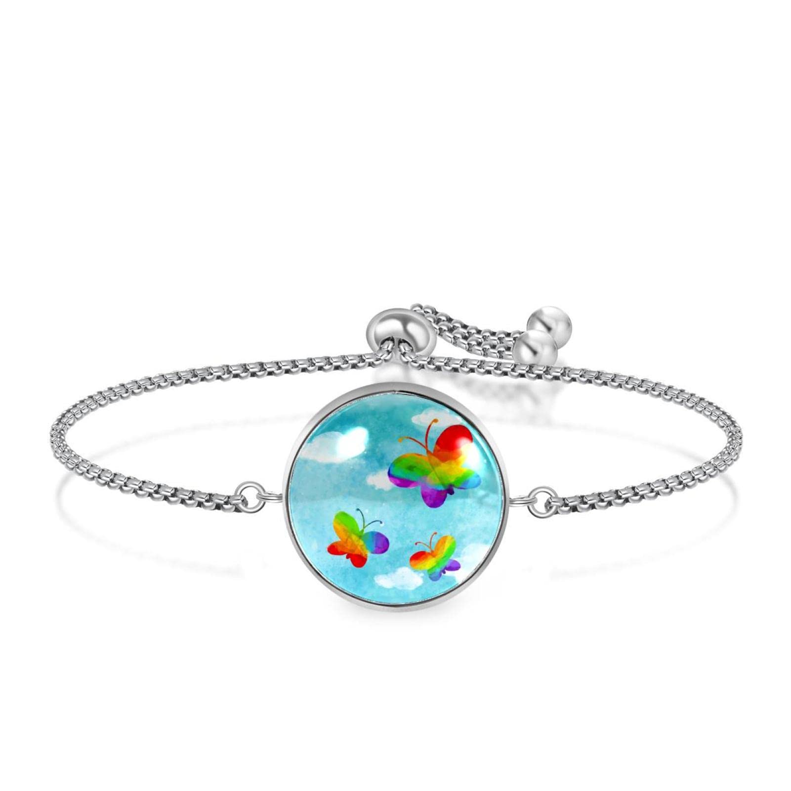 Adjustable Women's Fashion Chain Bracelet - Elegant Butterfly Design LGBT Pride Rainbow Jewelry for Birthday, Christmas & Friendship Gifts | Perfect for Parties, Pride Events & Everyday Wear