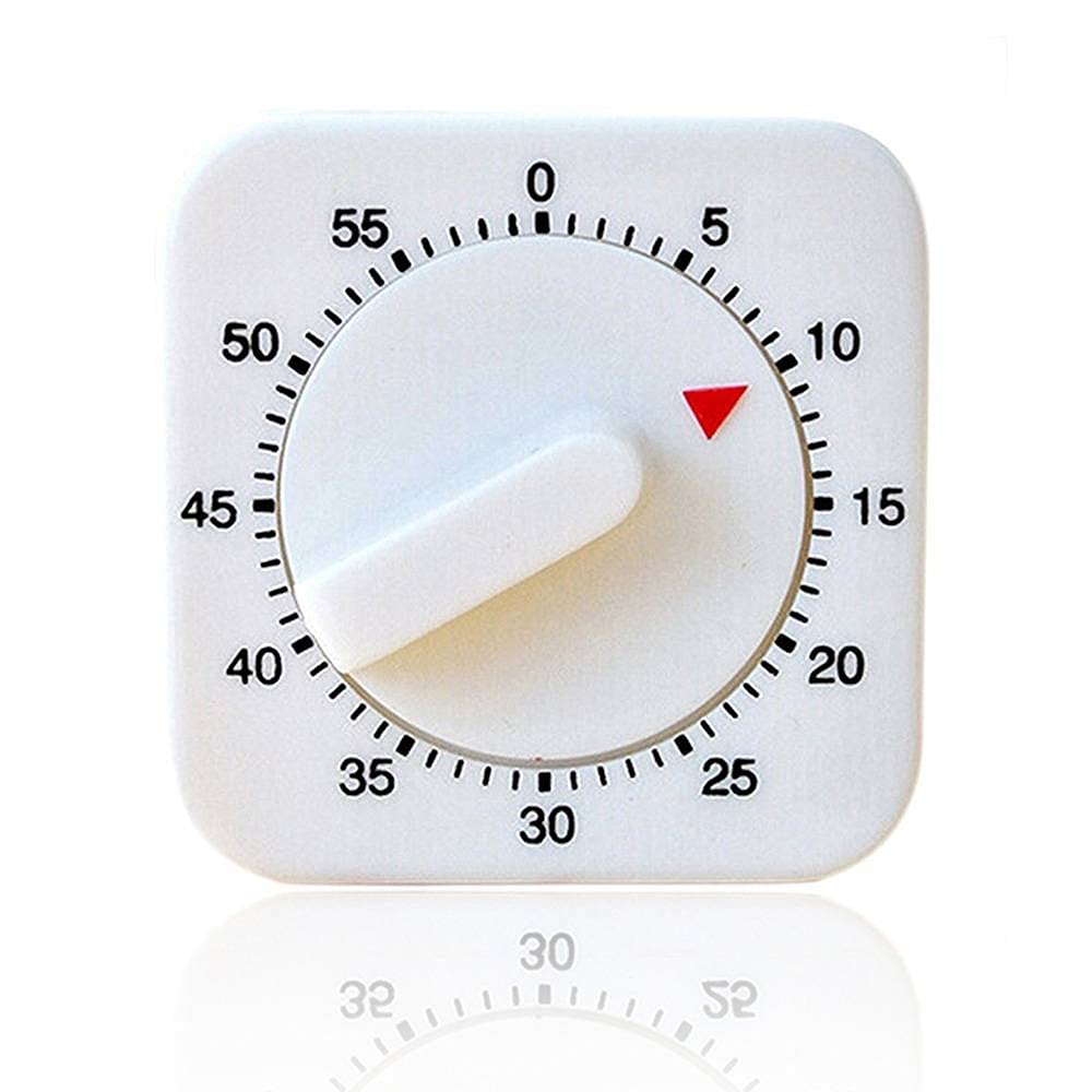 2 Pack LIU 60-Minute Mechanical Kitchen Timer - Countdown Alarm Clock for Cooking, Baking & Food Prep | White Square Design | Perfect for Home, Office & Classroom Use