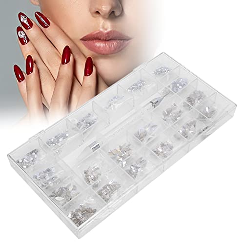 Premium Flat Back Glass Rhinestones for Nails - Crystal Nail Gems & Charms with Strong Adhesive Glue - Perfect for Nail Art, DIY Manicures, and Special Occasion Decorations