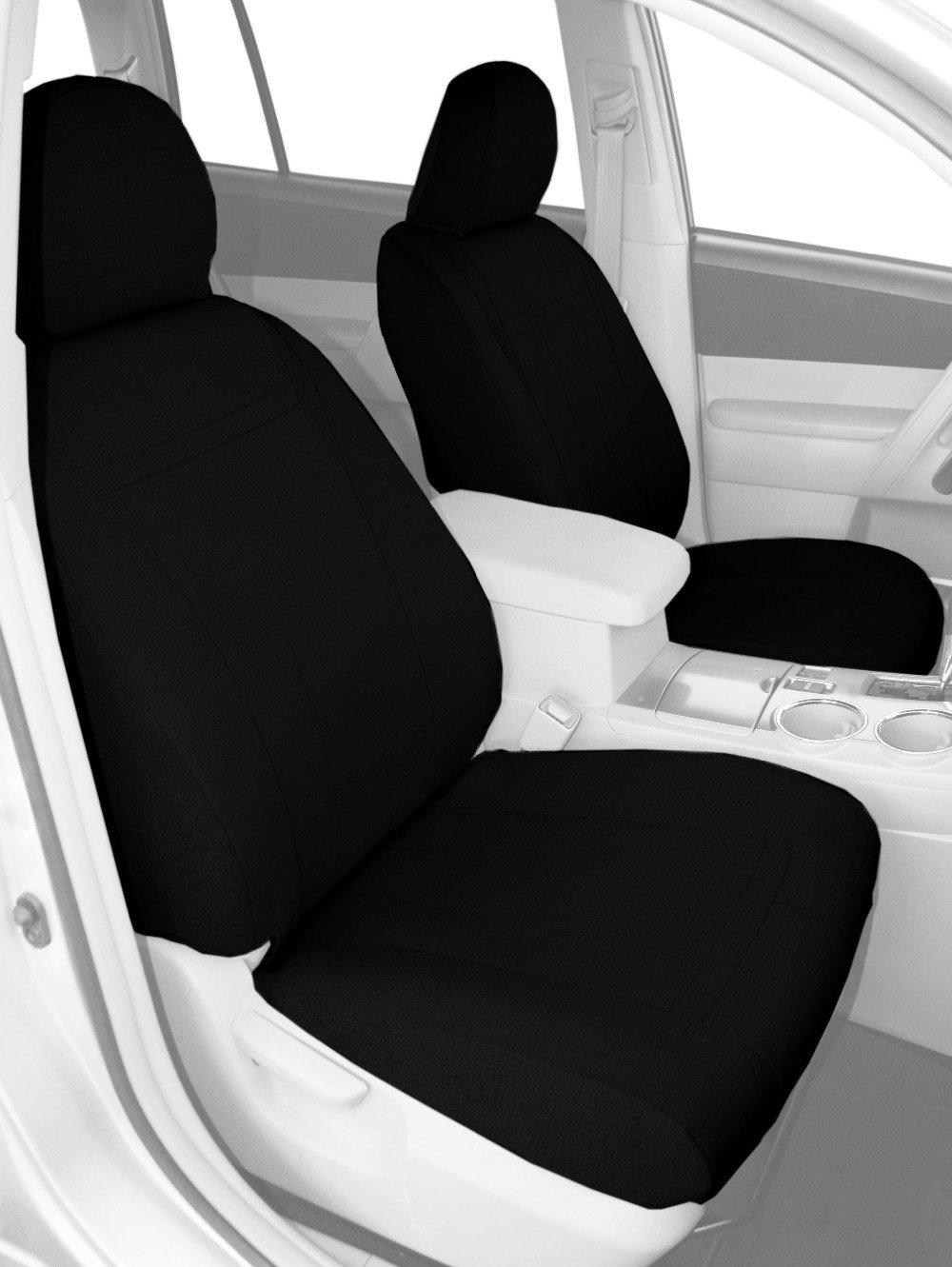 CalTrend Front Bucket Seat Covers - SportsTex Fabric for 2015-2022 Chevrolet Colorado & GMC Canyon | Black with Black Trim | Perfect for Off-Roading & Daily Commute