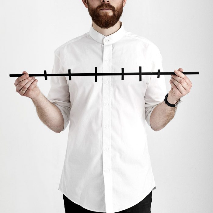 MOEBE Modern Wall Mounted Coat Rack - 70cm Black Wooden Hanger for Entryway, Bedroom & Hallway Organization