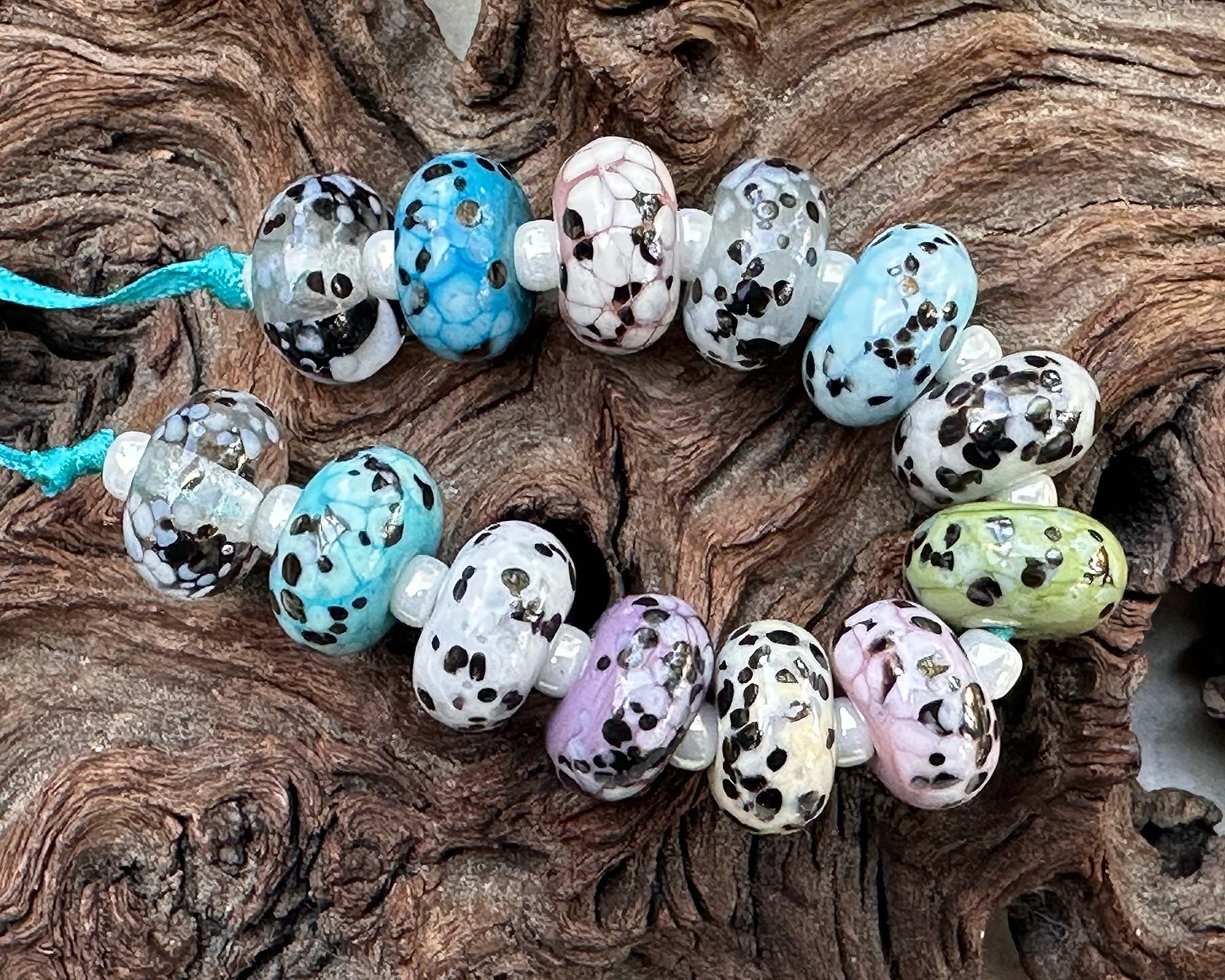 13 Speckled Pastel Lampwork Glass Beads for Jewelry Making - DIY Bracelets, Necklaces & Craft Projects - Mixed SRA Beads for Boho & Handmade Designs