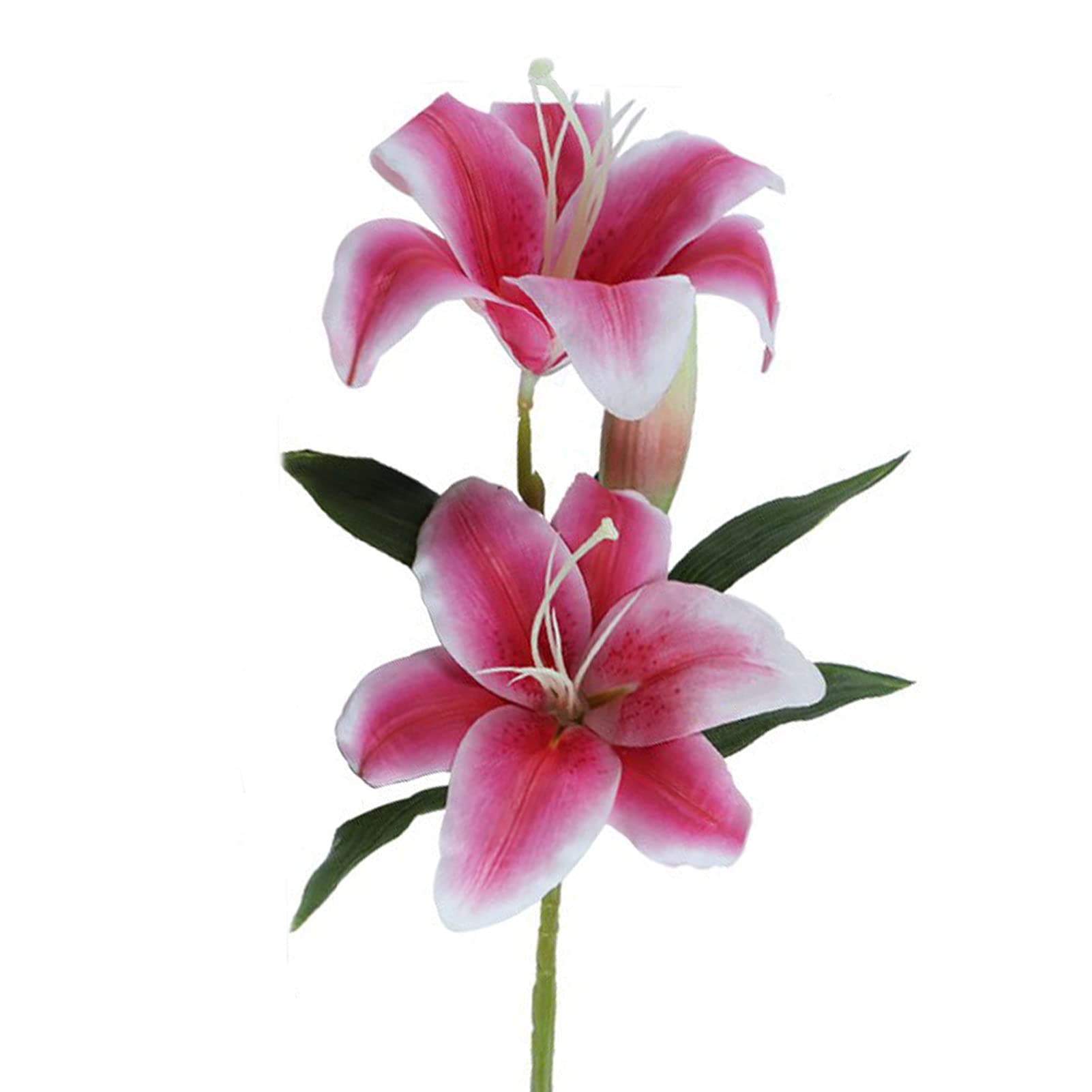 Premium Artificial Lilies - 3 Heads Handmade PVC Fake Flowers with Anti-Drop Design for Home & Office Decor (Pink) | Perfect for Bedroom, Living Room, Wedding Centerpieces and Table Arrangements