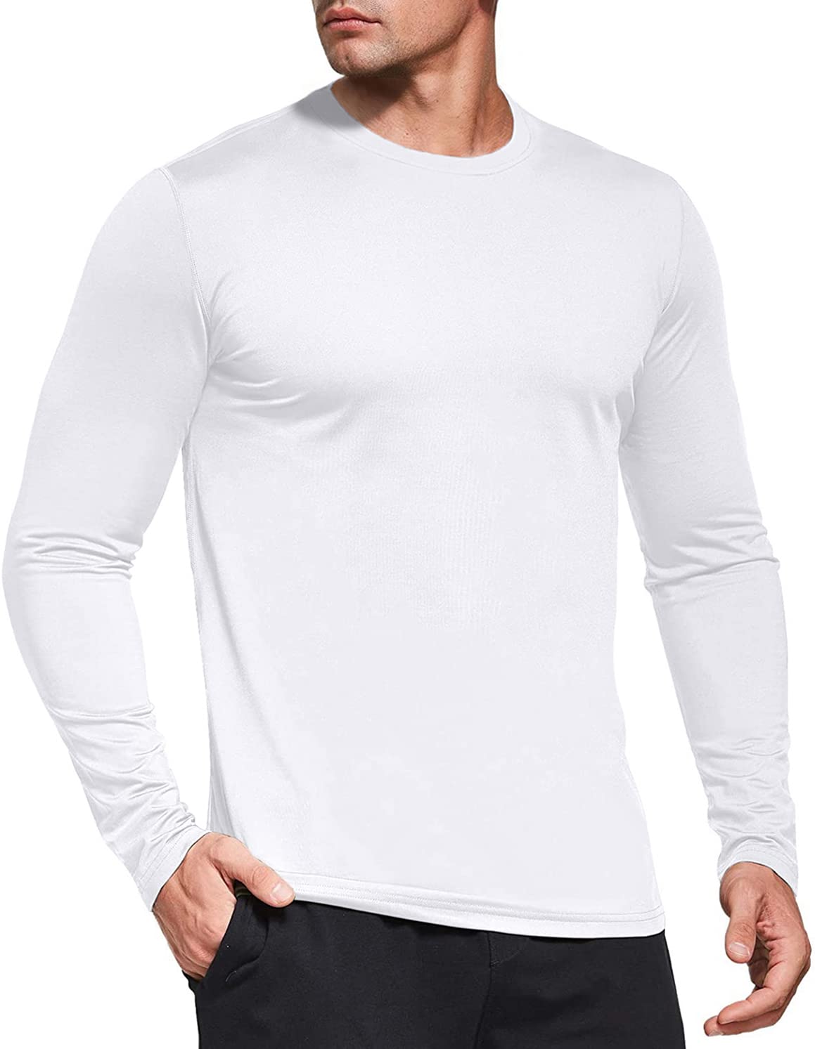 Men's UPF 50+ Long Sleeve Performance Shirts - 1 or 3 Pack Moisture Wicking Athletic Tops for Running, Gym Workouts & Outdoor Activities | Sun Protection Activewear for Hiking, Cycling & Sports