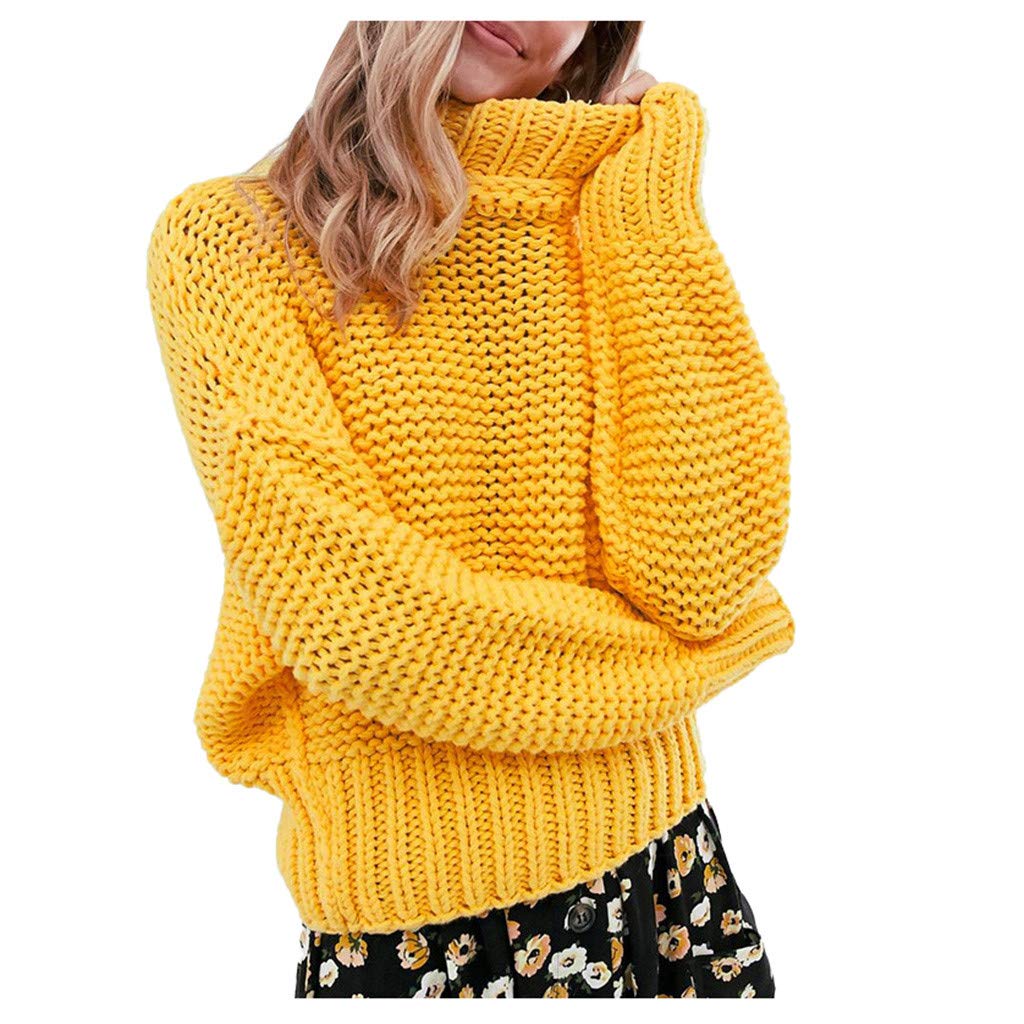 Eduavar Women's Casual Long Sleeve Turtleneck Sweater - Chunky Knit Loose Pullover Jumper Top for Fall Winter Fashion | Cozy Office Wear & Weekend Outfits