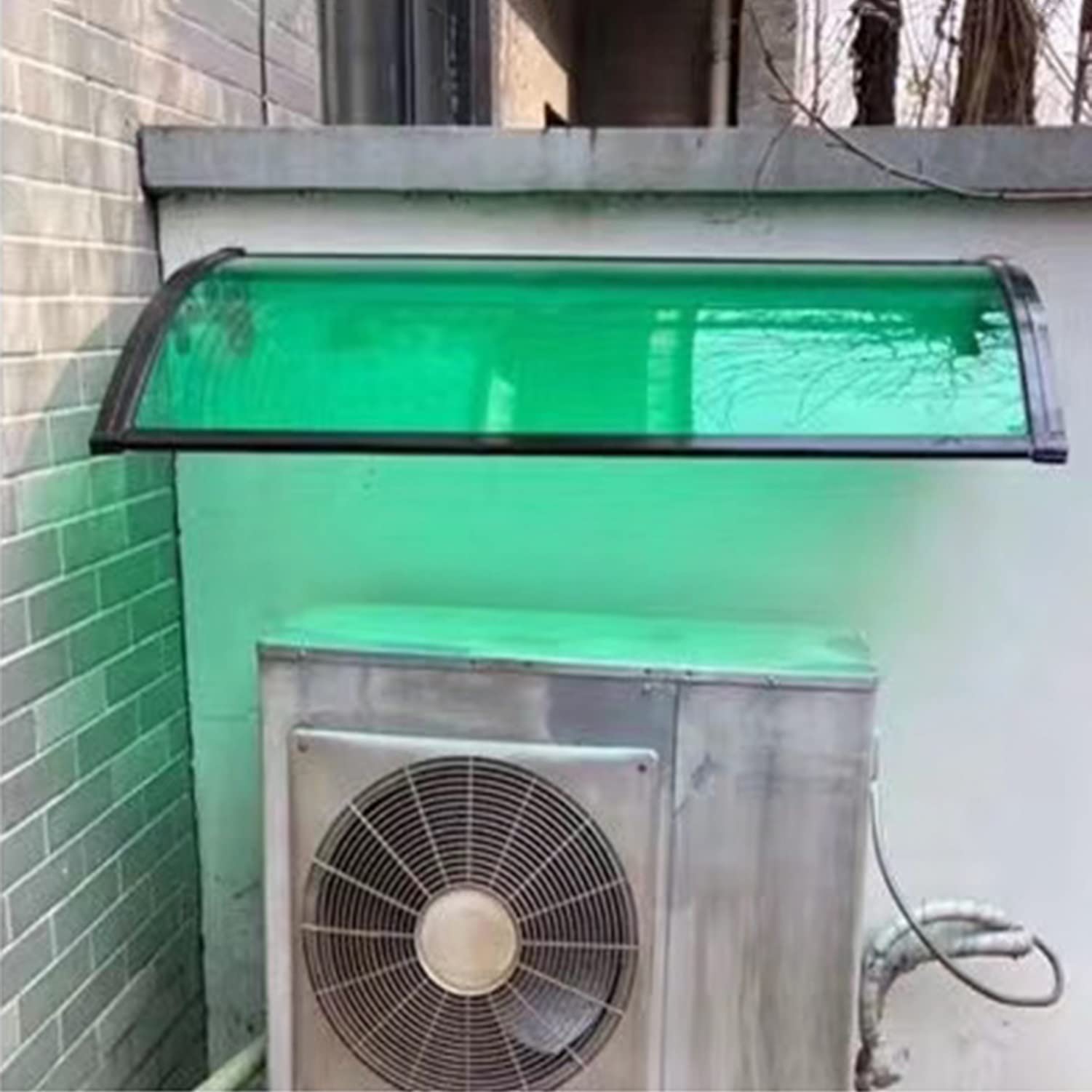 Green Polycarbonate Outdoor Canopy - 100x80cm Door Window Awning for Air Conditioner Cover, Rain & Snow Protection - Perfect for Garden, Patio, and Home Exterior Weatherproofing