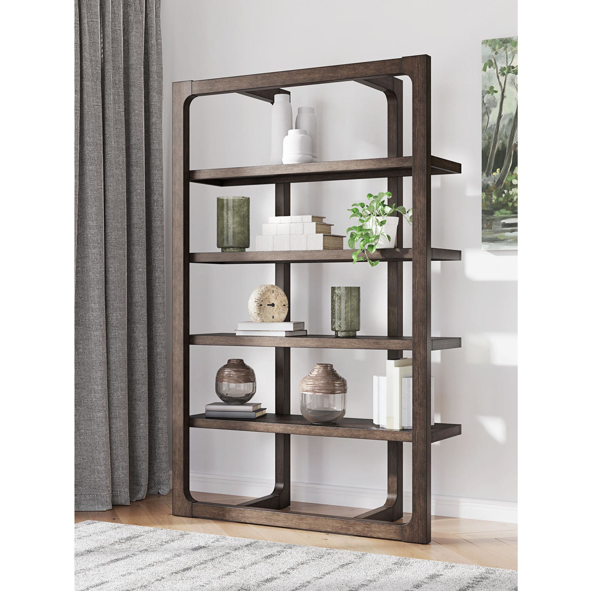 Breckington Dark Brown Bookcase - Modern Wooden Bookshelf for Living Room, Bedroom & Office Storage