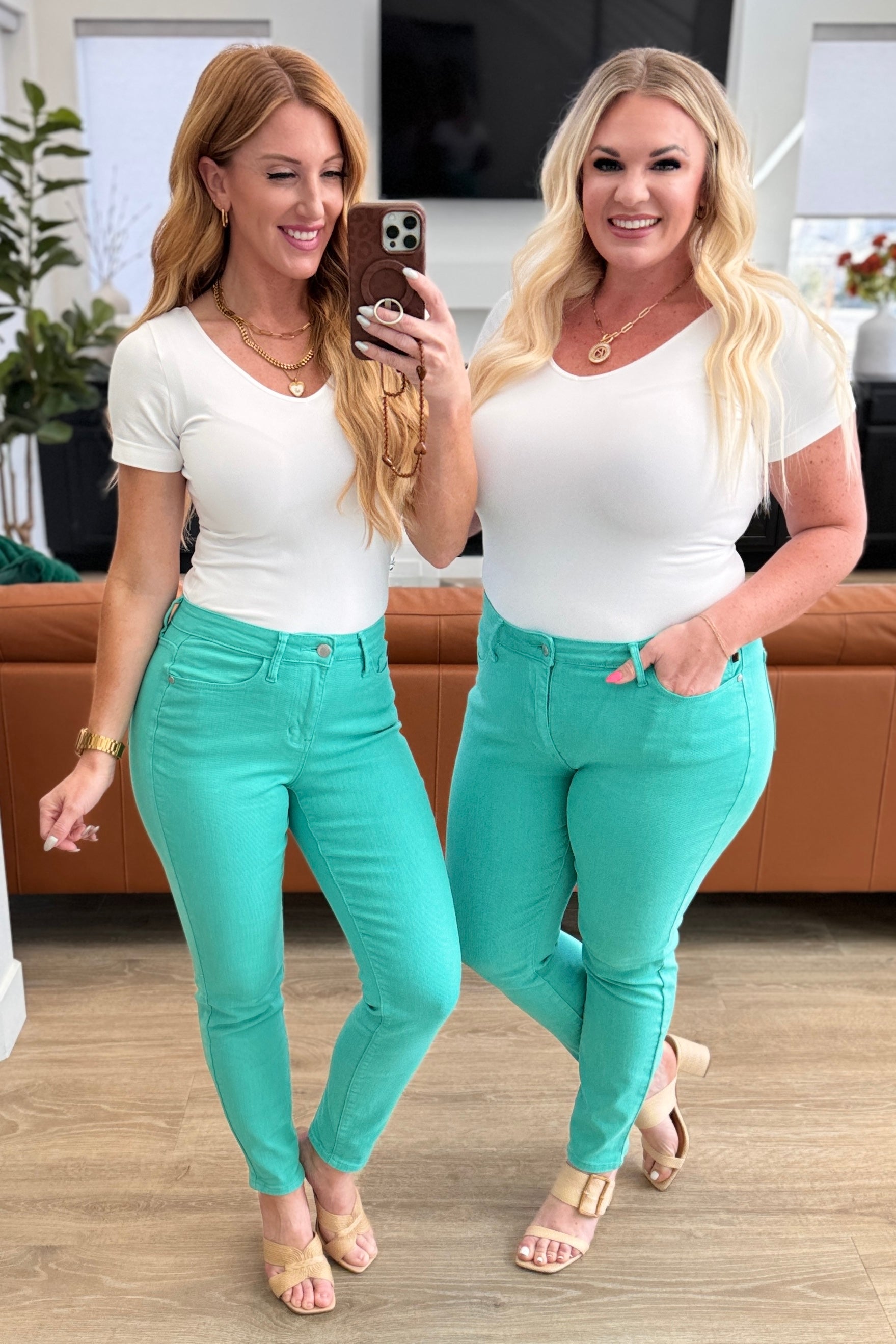 Judy Blue Aqua Marine Bridgette High Rise Garment Dyed Slim Jeans for Women | Stretch Denim Pants | Casual & Work Outfit | Perfect for Everyday Wear, Office, and Date Nights