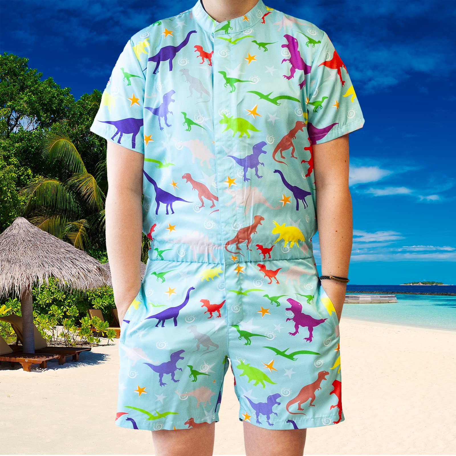 Funny Guy Mugs Men's Romper Jumpsuit - Premium Adult One-Piece with Zippered Pockets for Casual Wear & Costume Parties