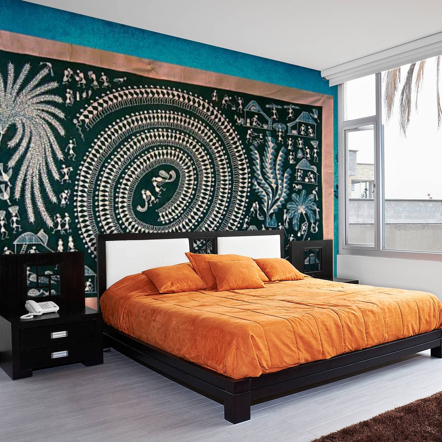 Warli Tribal Art PVC Peel and Stick Wallpaper - Removable Self-Adhesive Wall Mural for Living Room & Bedroom Decor | Primitive Painting Design | Easy DIY Home Wall Sticker for Renters & Homeowners