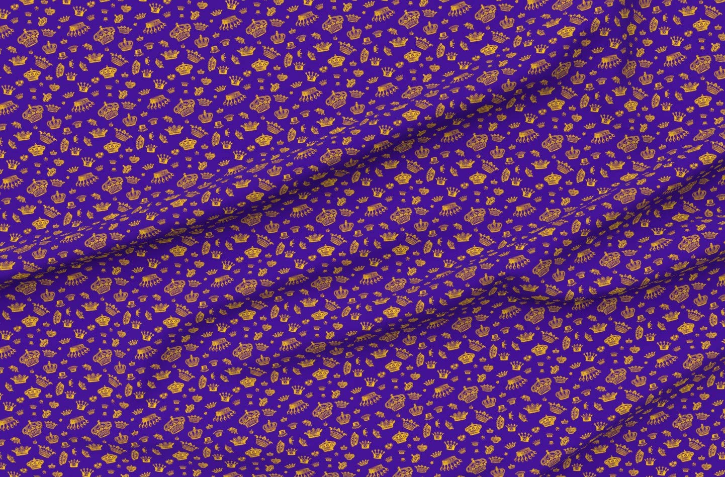 Royal Crowns Golden Yellow Purple Gold Mardi Gras Printed Cotton Fabric - Premium Petal Signature Cotton Fat Quarter for Sewing, Quilting, Apparel & Home Decor | Perfect for Costumes, Throws & DIY Crafts