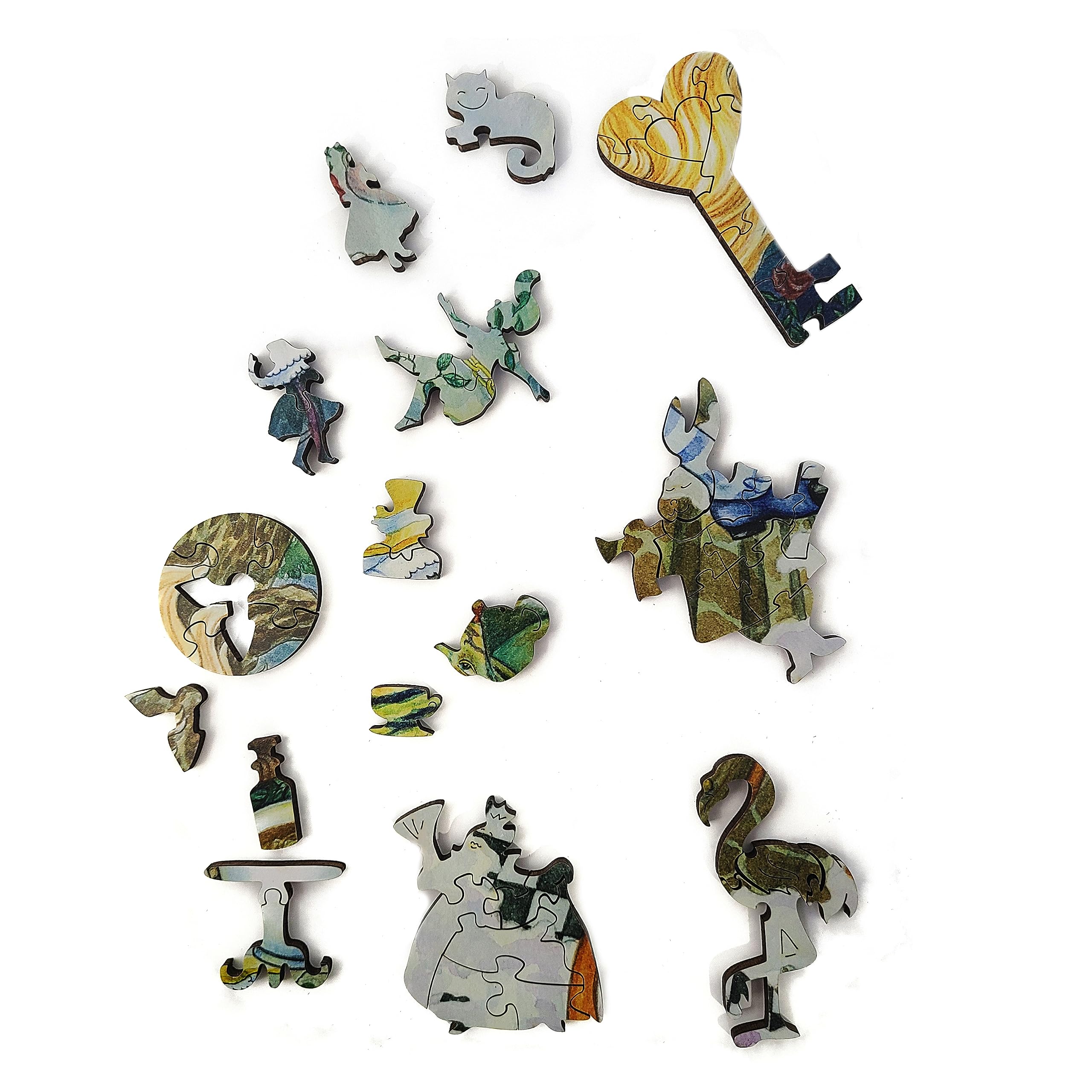 Premium Wooden Jigsaw Puzzle for Adults - 439 Unique Shaped Pieces - Alice in Wonderland Theme - Handcrafted in USA by FoxSmartBox - Perfect for Stress Relief, Family Game Night & Home Decor