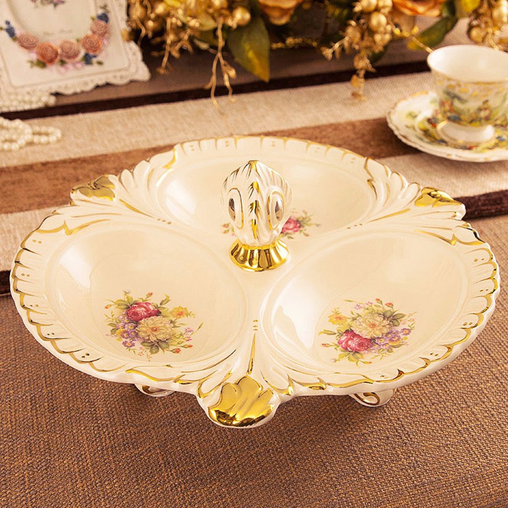 ASDF Elegant European Style Ceramic Candy Dish - Dried Fruit Tray, Decorative Snack & Fruit Serving Plate for Parties, Dessert Display, and Home Decor